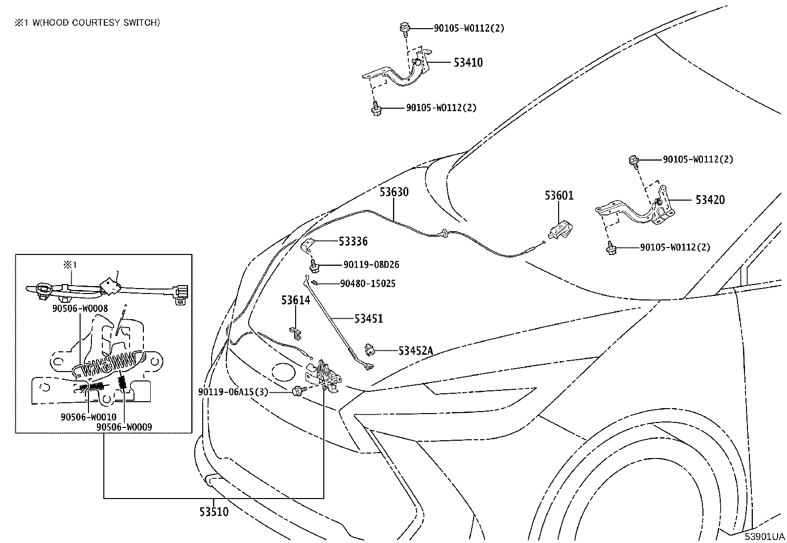53440-F4040 ROD, HOOD SUPPORT product image