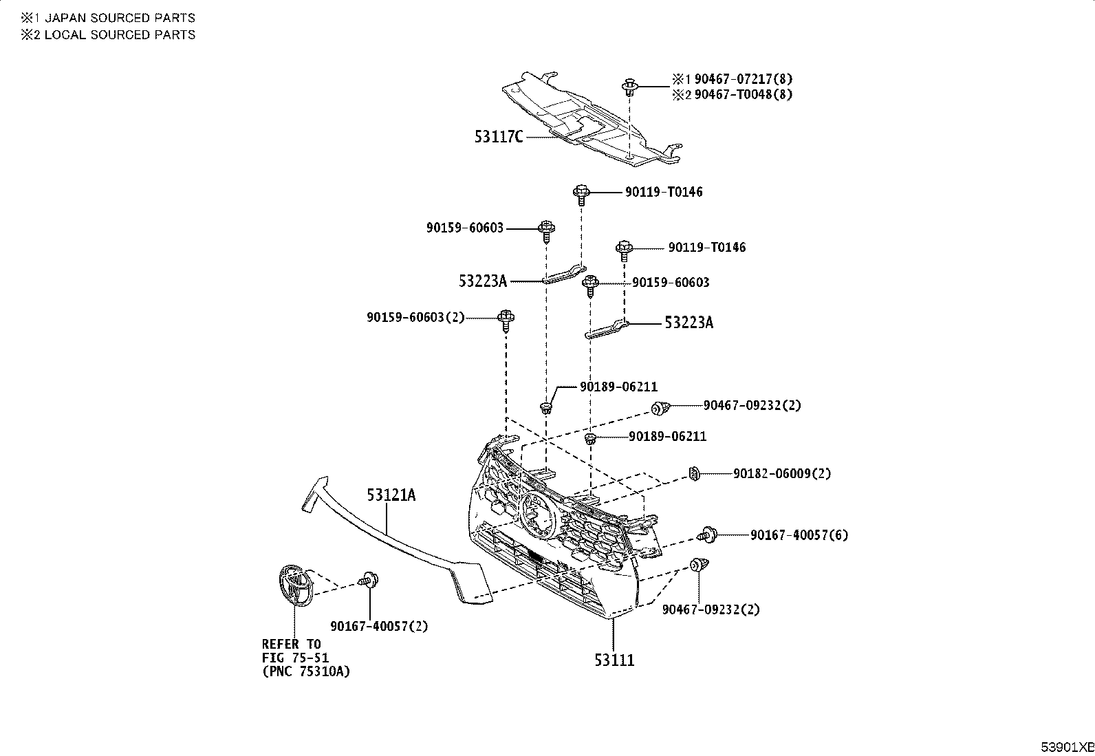 53111-YP230 GRILLE, RADIATOR product image