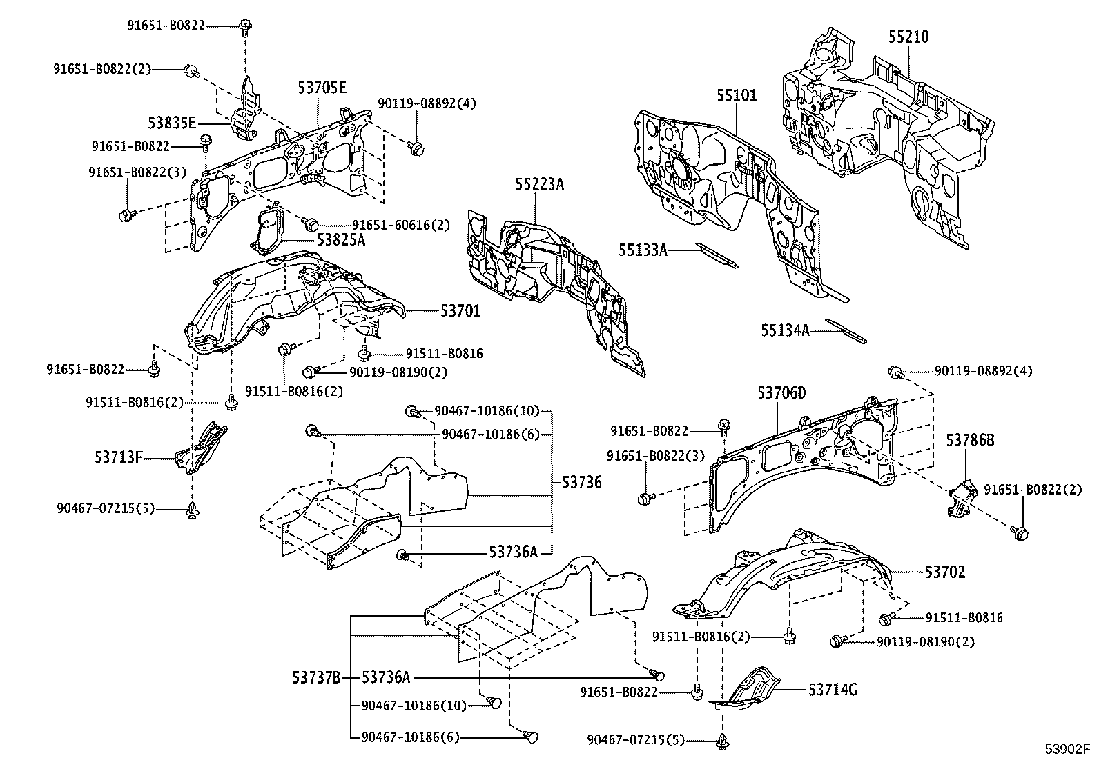 53702-60E40 APRON SUB-ASSY, FRONT FENDER, LH product image