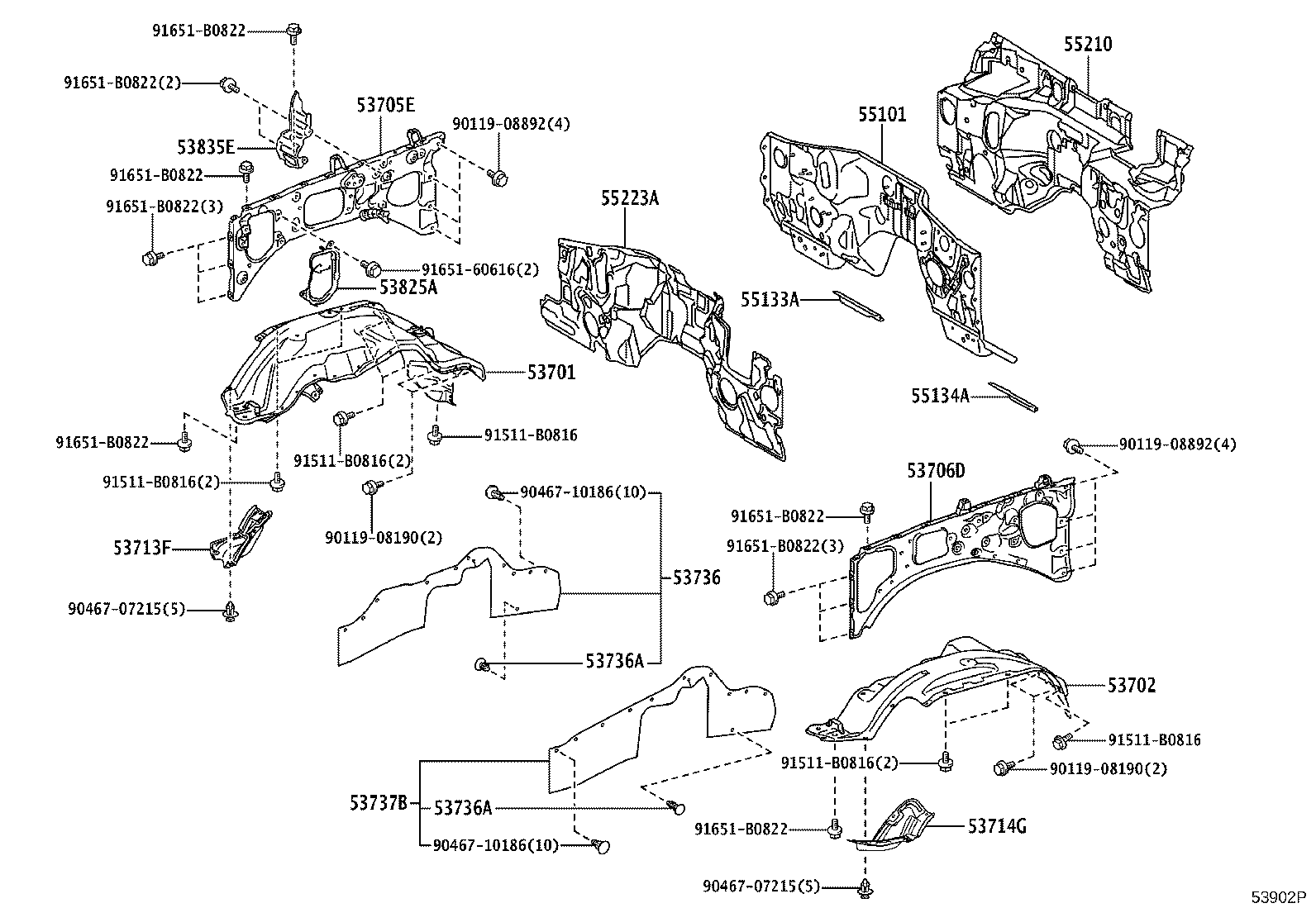 53702-60A60 APRON SUB-ASSY, FRONT FENDER, LH product image