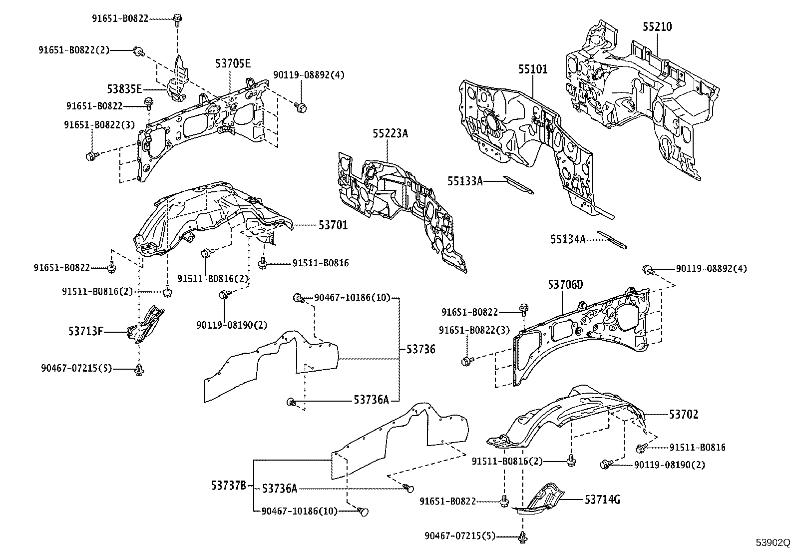 53702-60A60 APRON SUB-ASSY, FRONT FENDER, LH product image