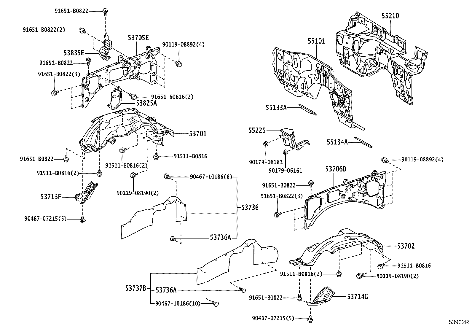 53702-60A60 APRON SUB-ASSY, FRONT FENDER, LH product image