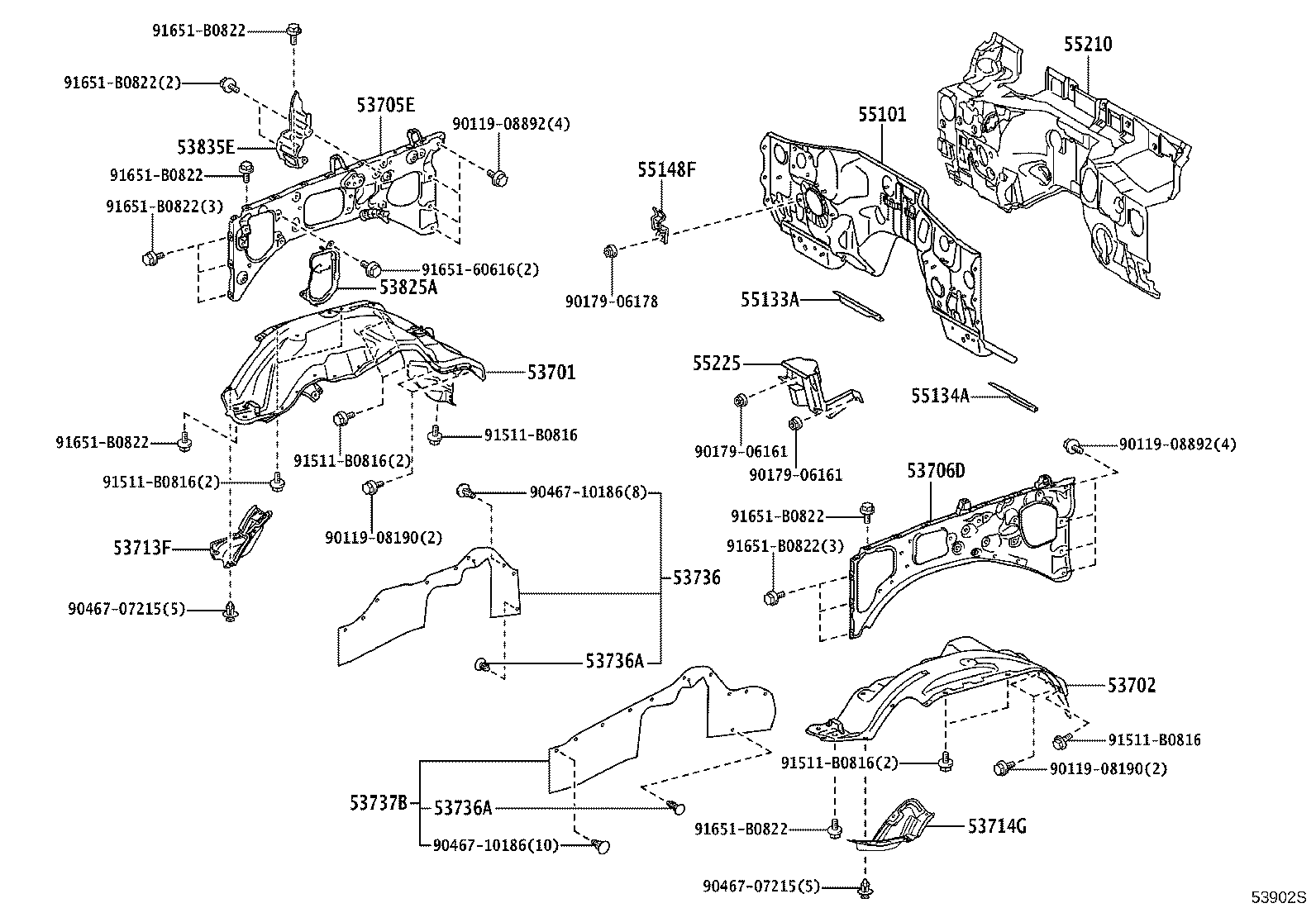 53702-60A60 APRON SUB-ASSY, FRONT FENDER, LH product image