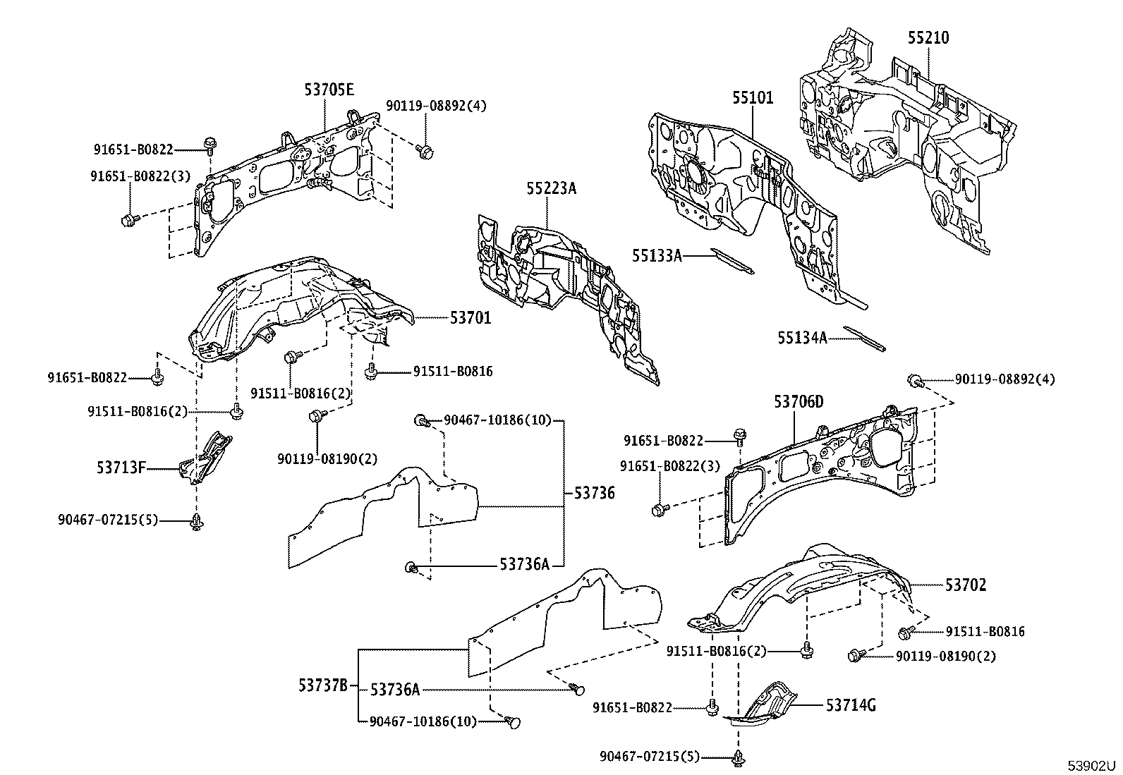53702-60A60 APRON SUB-ASSY, FRONT FENDER, LH product image