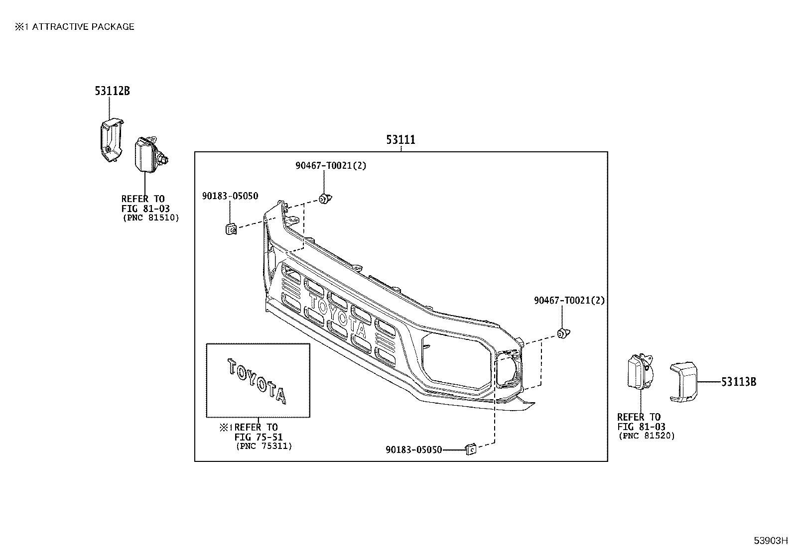 53113-0K060 GRILLE, RADIATOR SIDE, LH product image