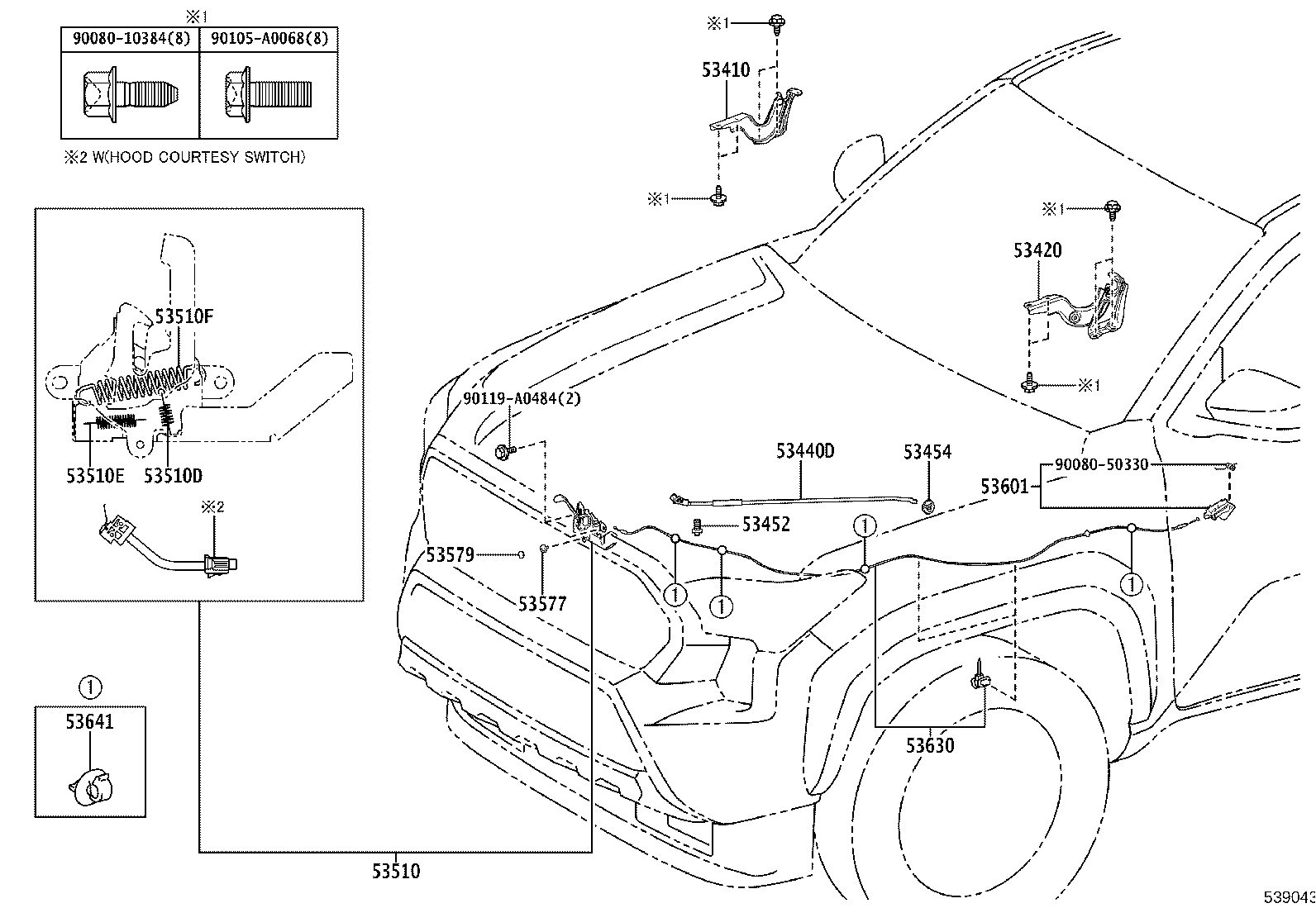 53630-AK010 CABLE ASSY, HOOD LOCK CONTROL product image