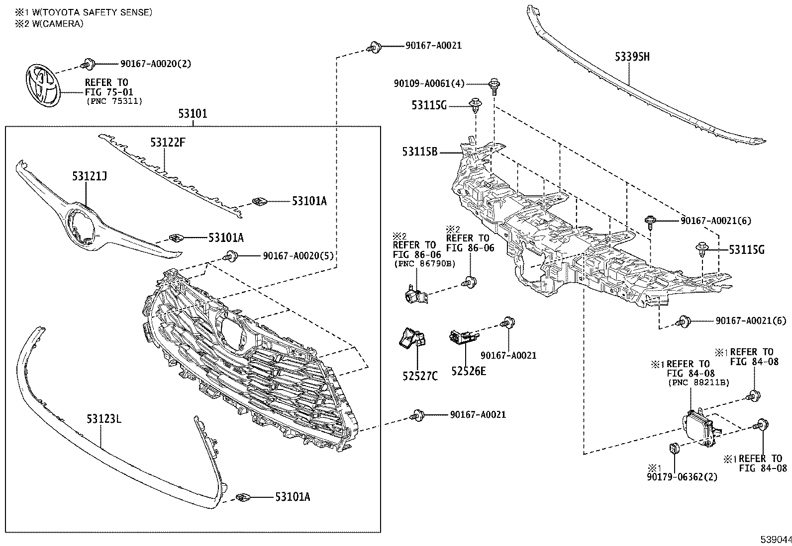 53395-0E080 SEAL, HOOD TO RADIATOR GRILLE product image