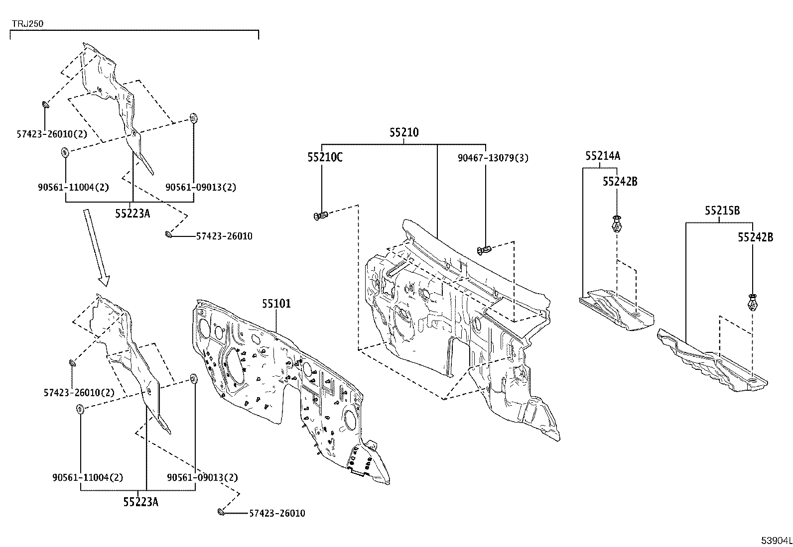53710-60660 APRON SUB-ASSY, FRONT FENDER, RH product image