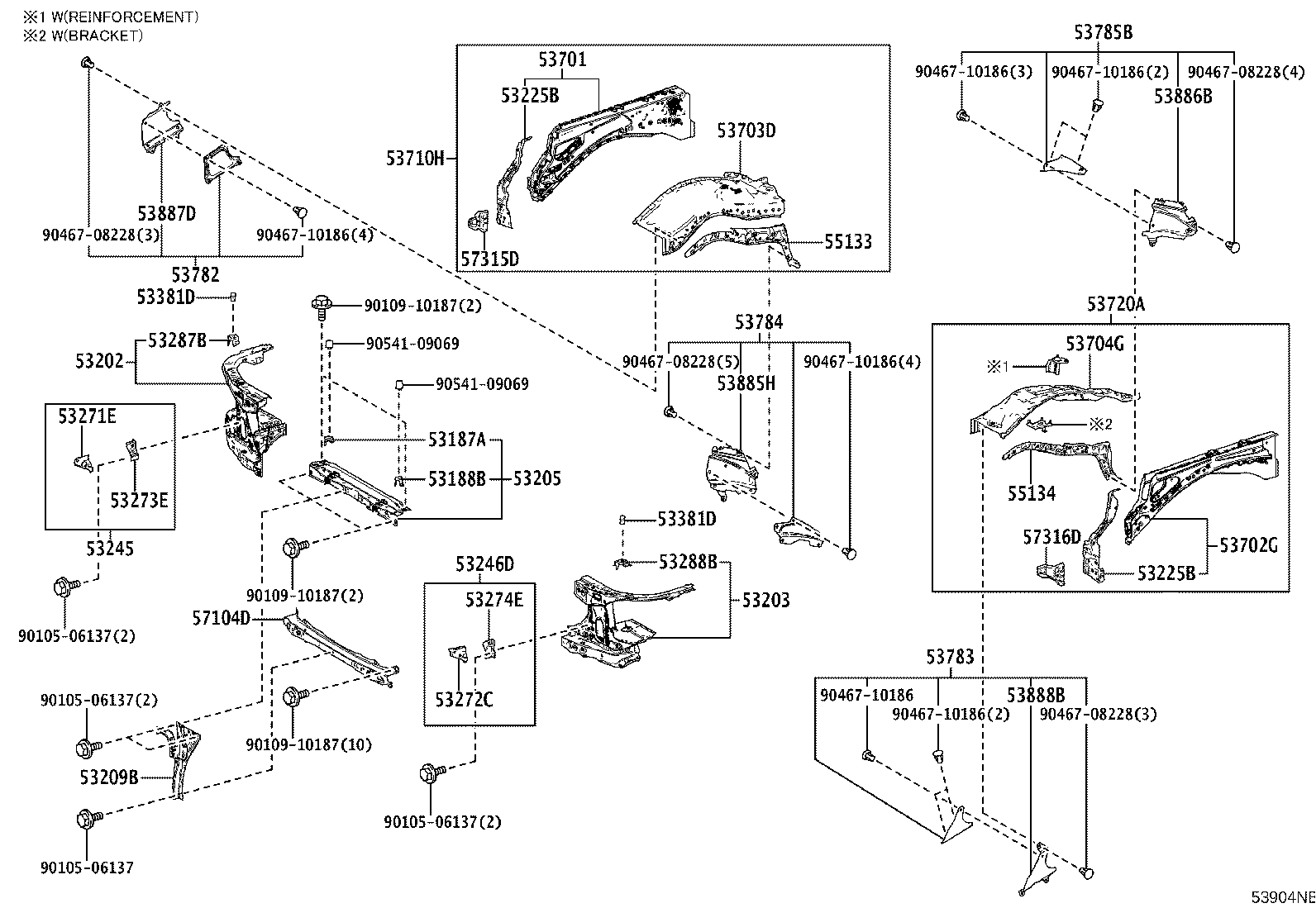 53710-60660 APRON SUB-ASSY, FRONT FENDER, RH product image