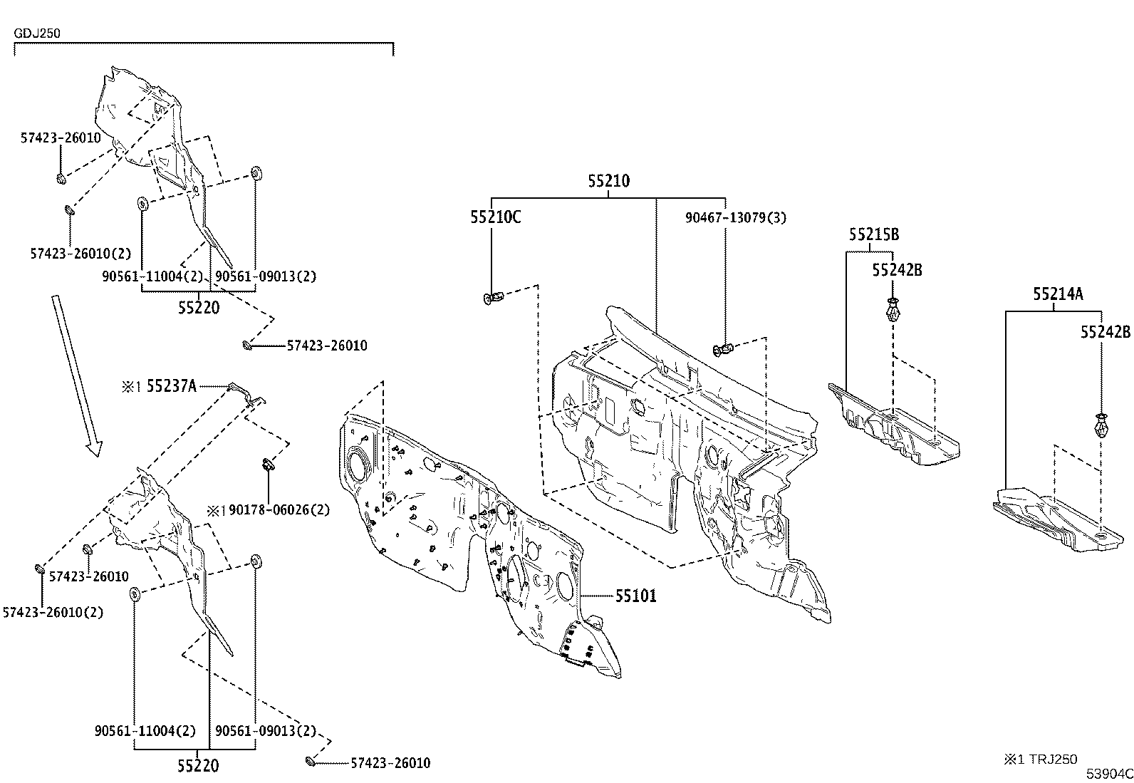 53710-60660 APRON SUB-ASSY, FRONT FENDER, RH product image
