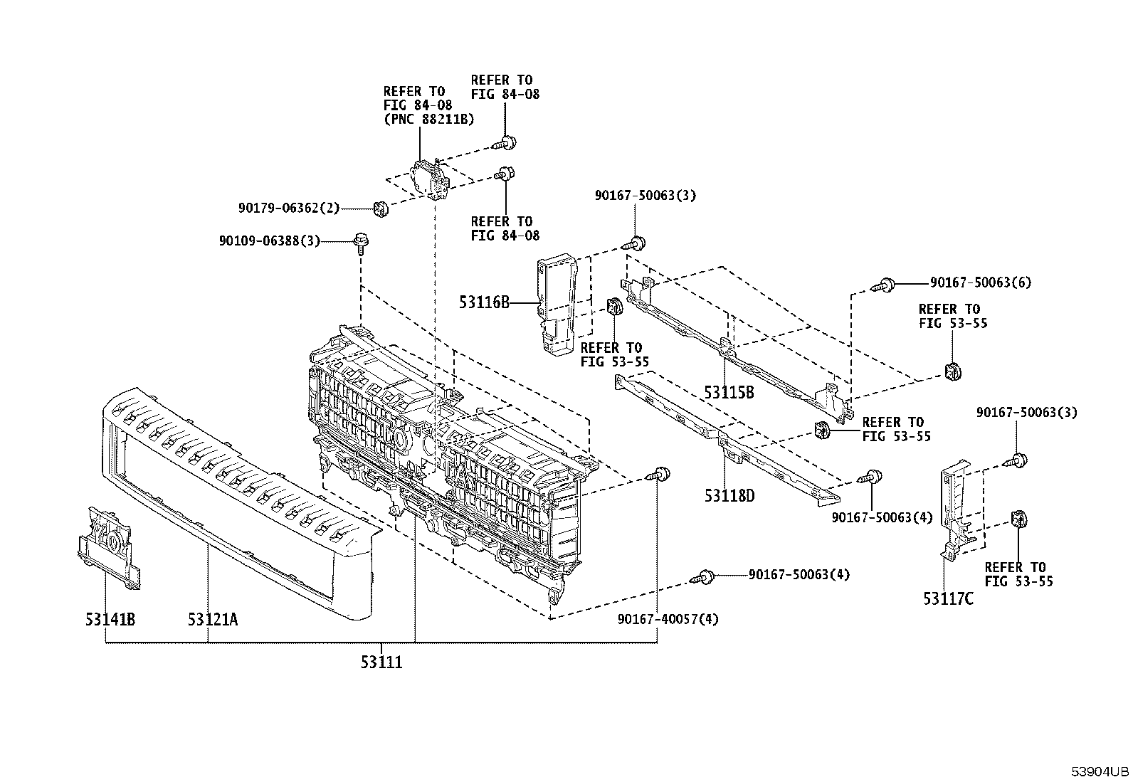 Toyota 53101-60P40 GRILLE, RADIATOR