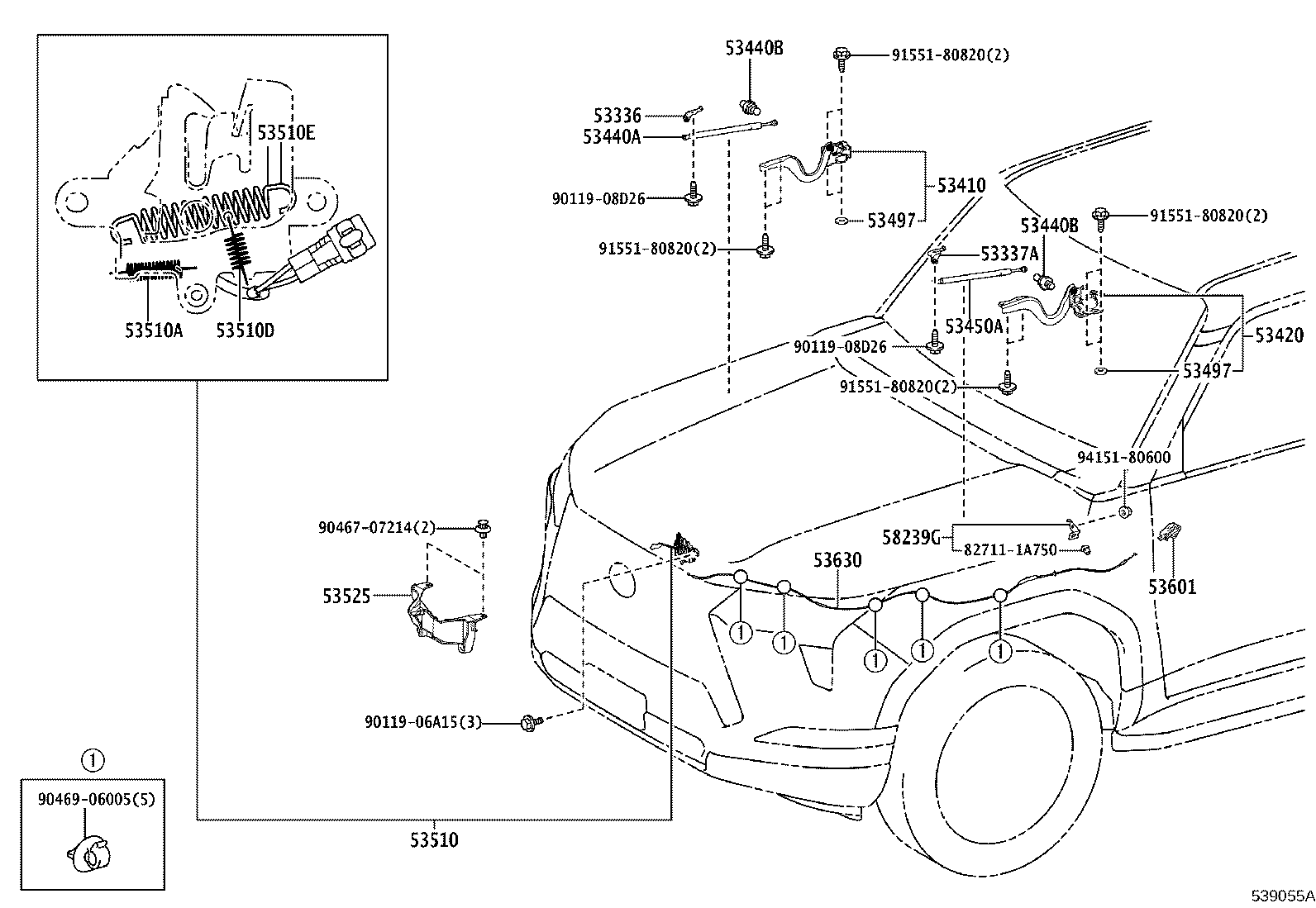 Toyota 53337-60020 BRACKET, HOOD STAY, LH