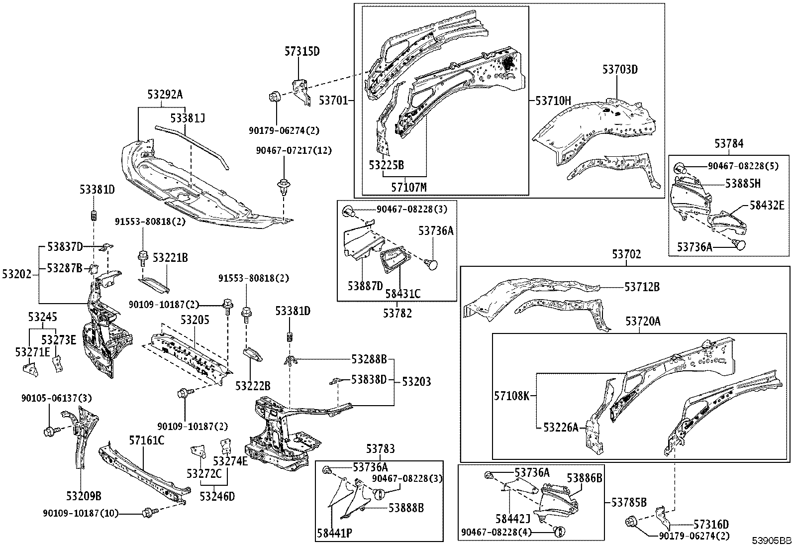 53701-60G90 APRON SUB-ASSY, FRONT FENDER, RH product image