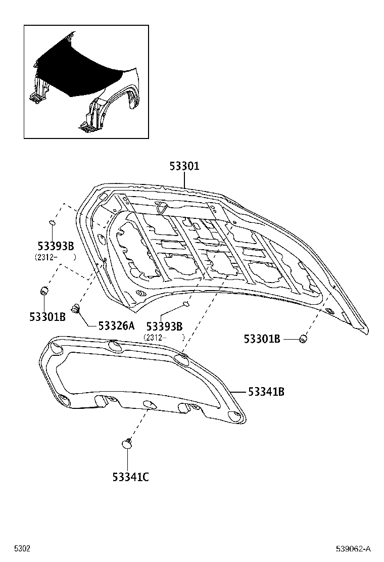 53851-BZ180 PAD, FRONT WHEEL OPENING EXTENSION, RH product image