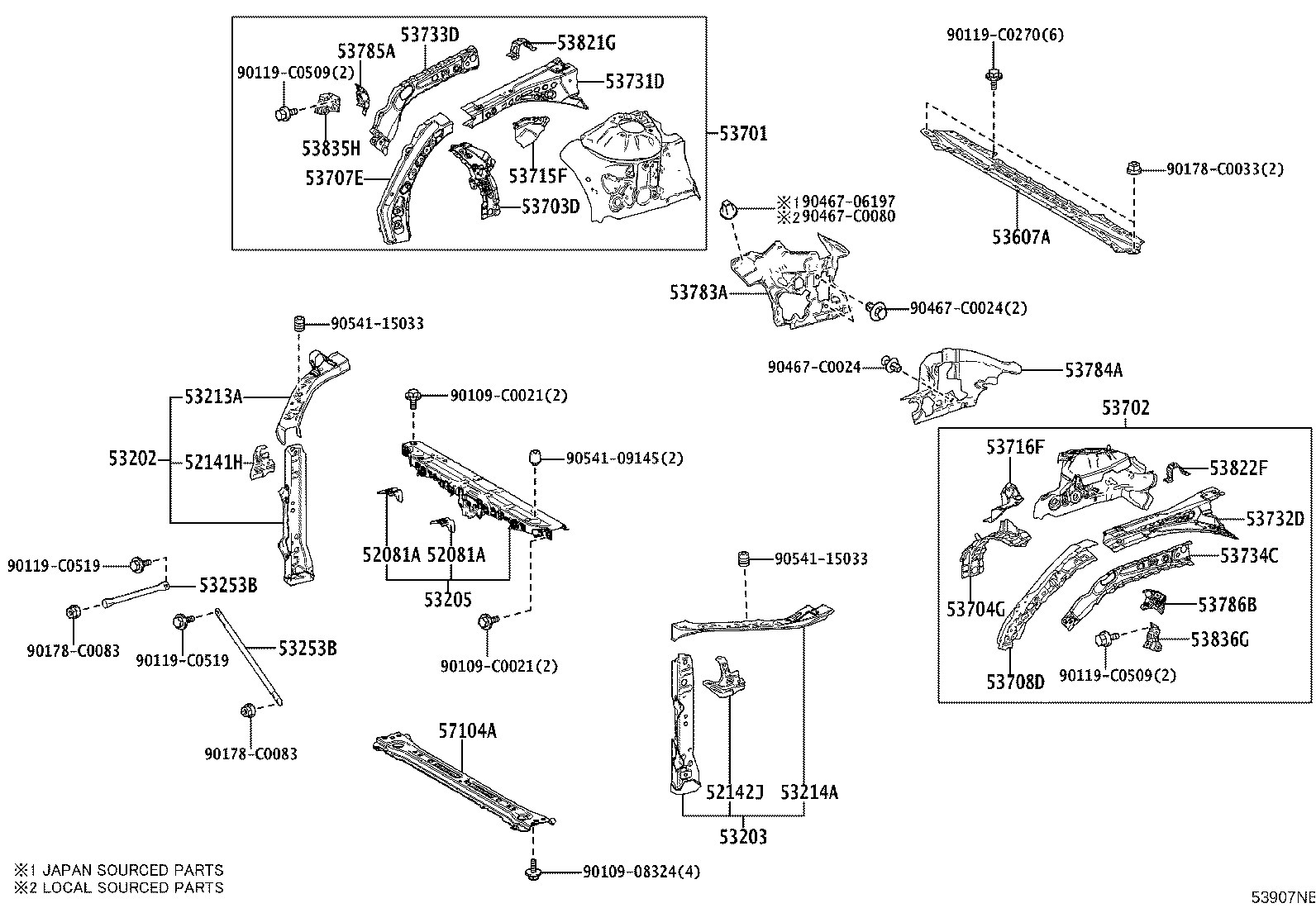 53701-06330 APRON SUB-ASSY, FRONT FENDER, RH product image