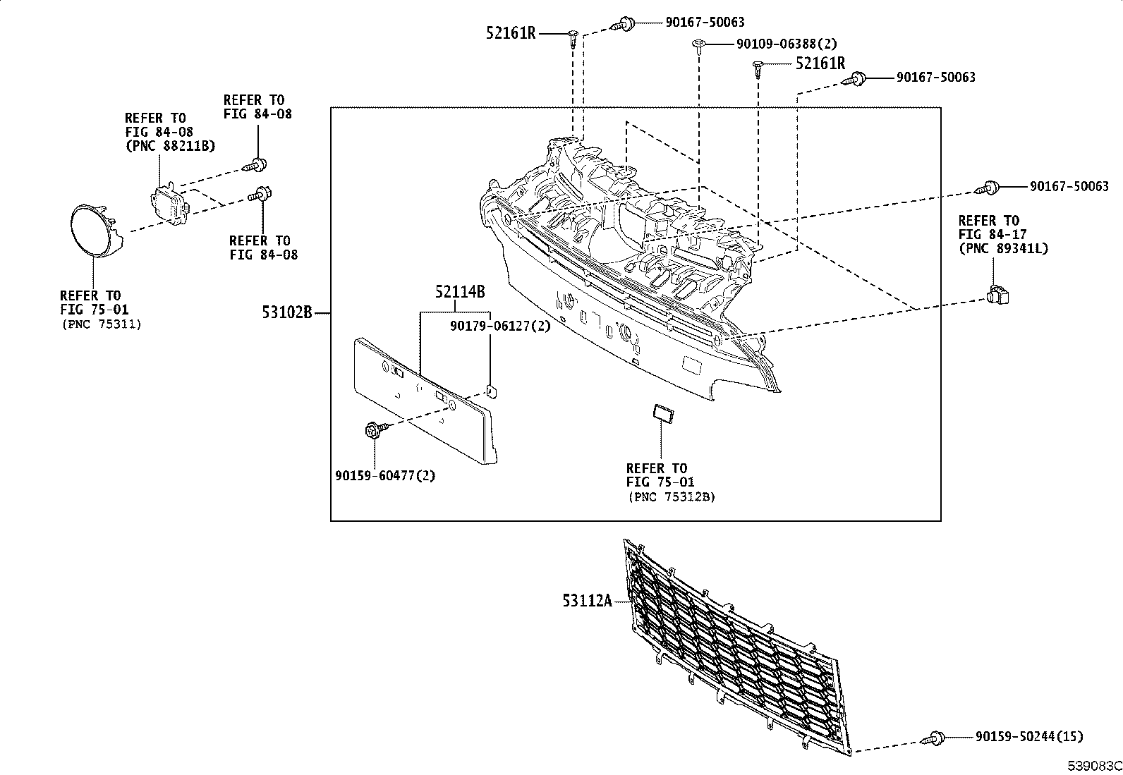 53102-52411 GRILLE SUB-ASSY, RADIATOR, LOWER product image