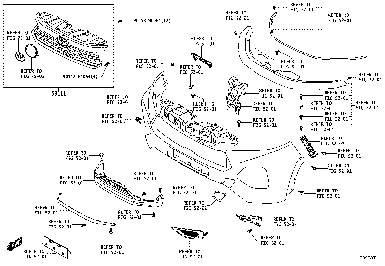 53111-WC016 GRILLE, RADIATOR product image