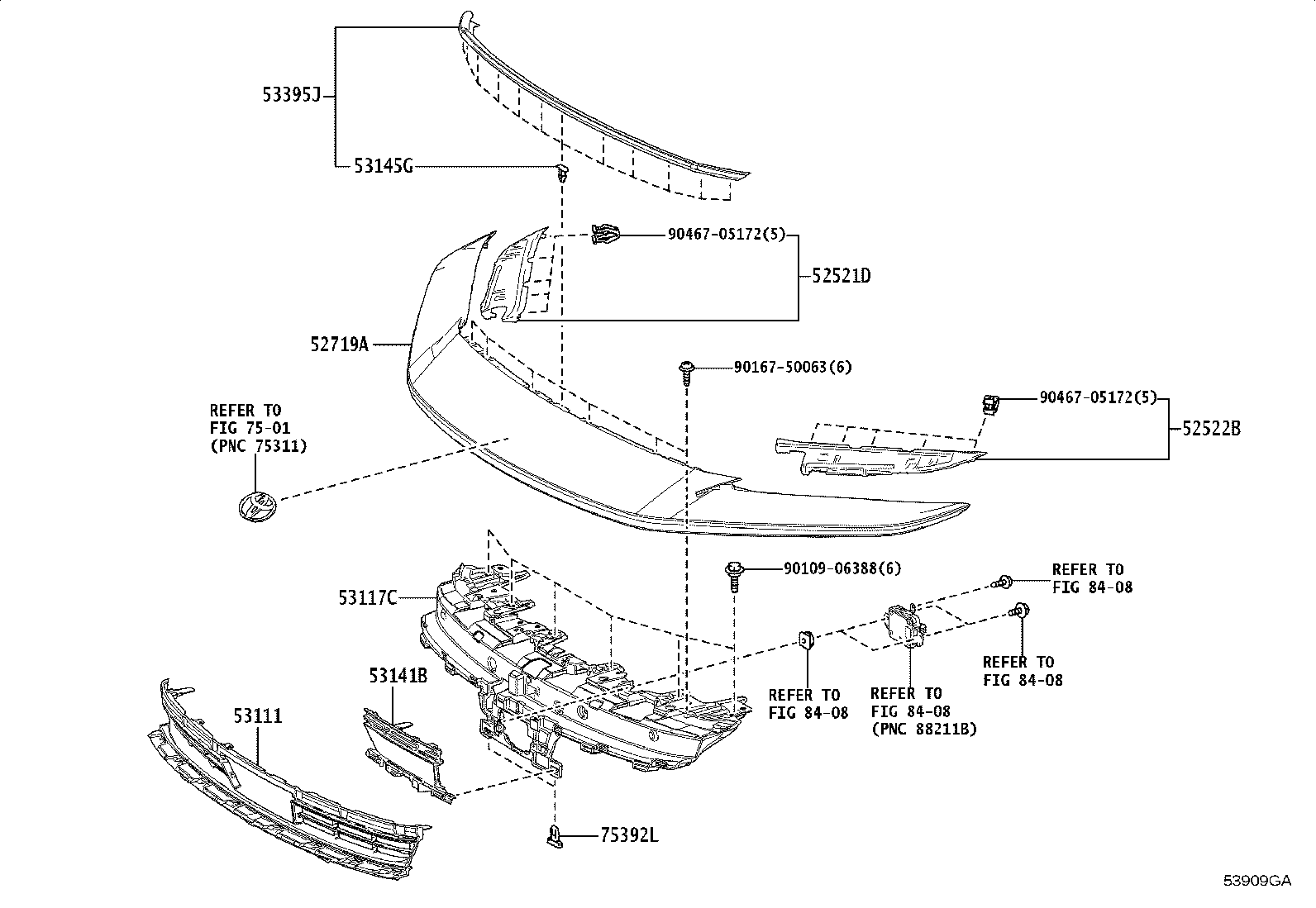53141-30570 GARNISH, RADIATOR GRILLE, NO.1 product image
