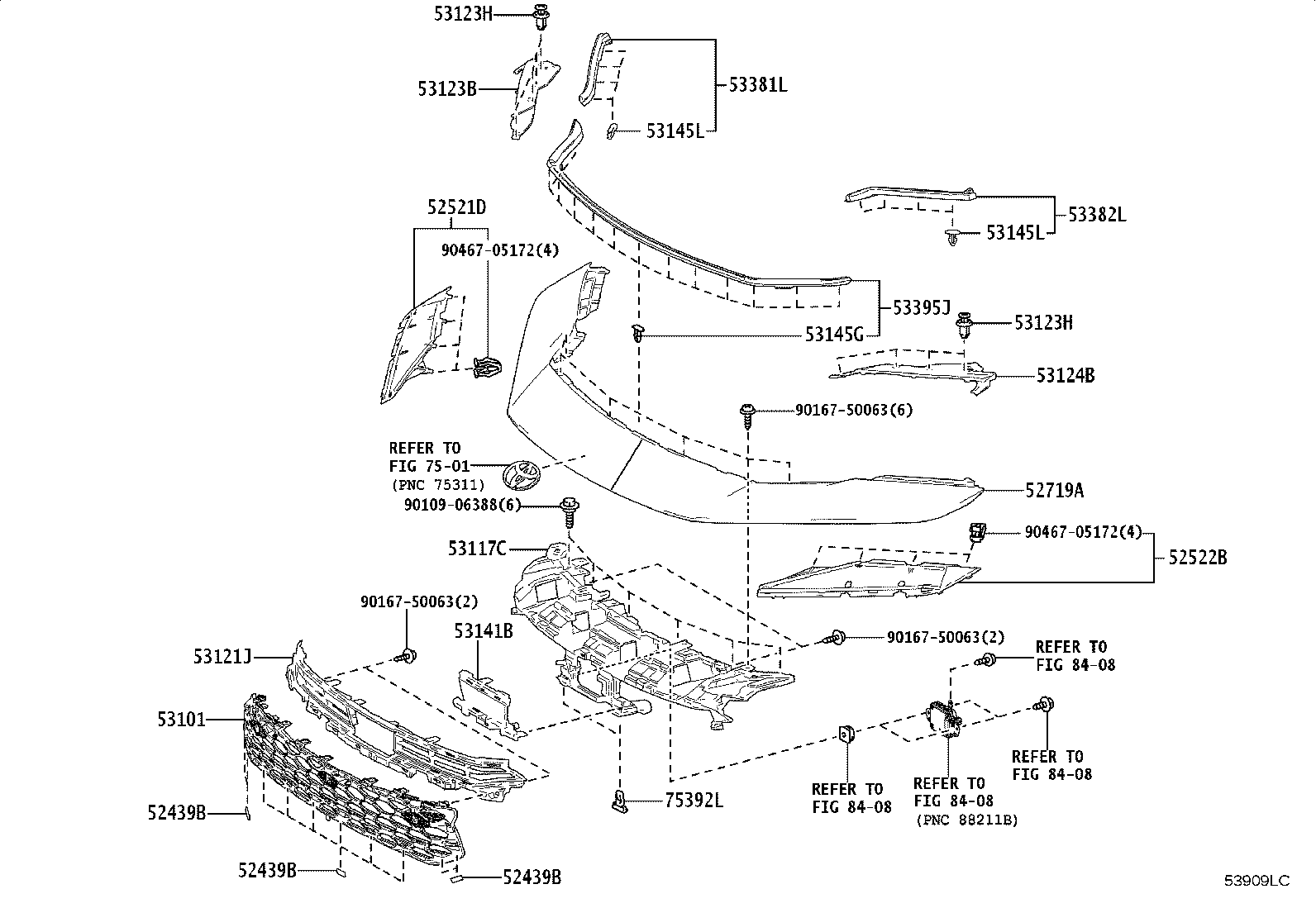 Toyota 53101-30F80 GRILLE SUB-ASSY, RADIATOR