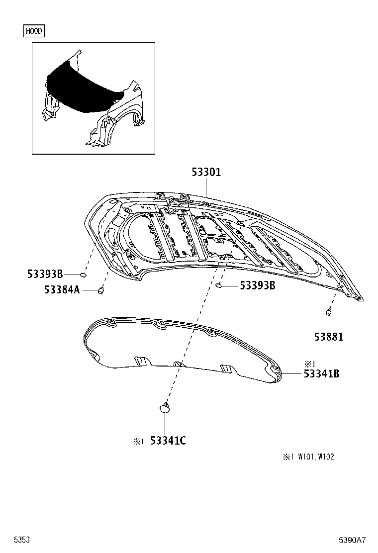 53812-BZ760 FENDER SUB-ASSY, FRONT LH product image
