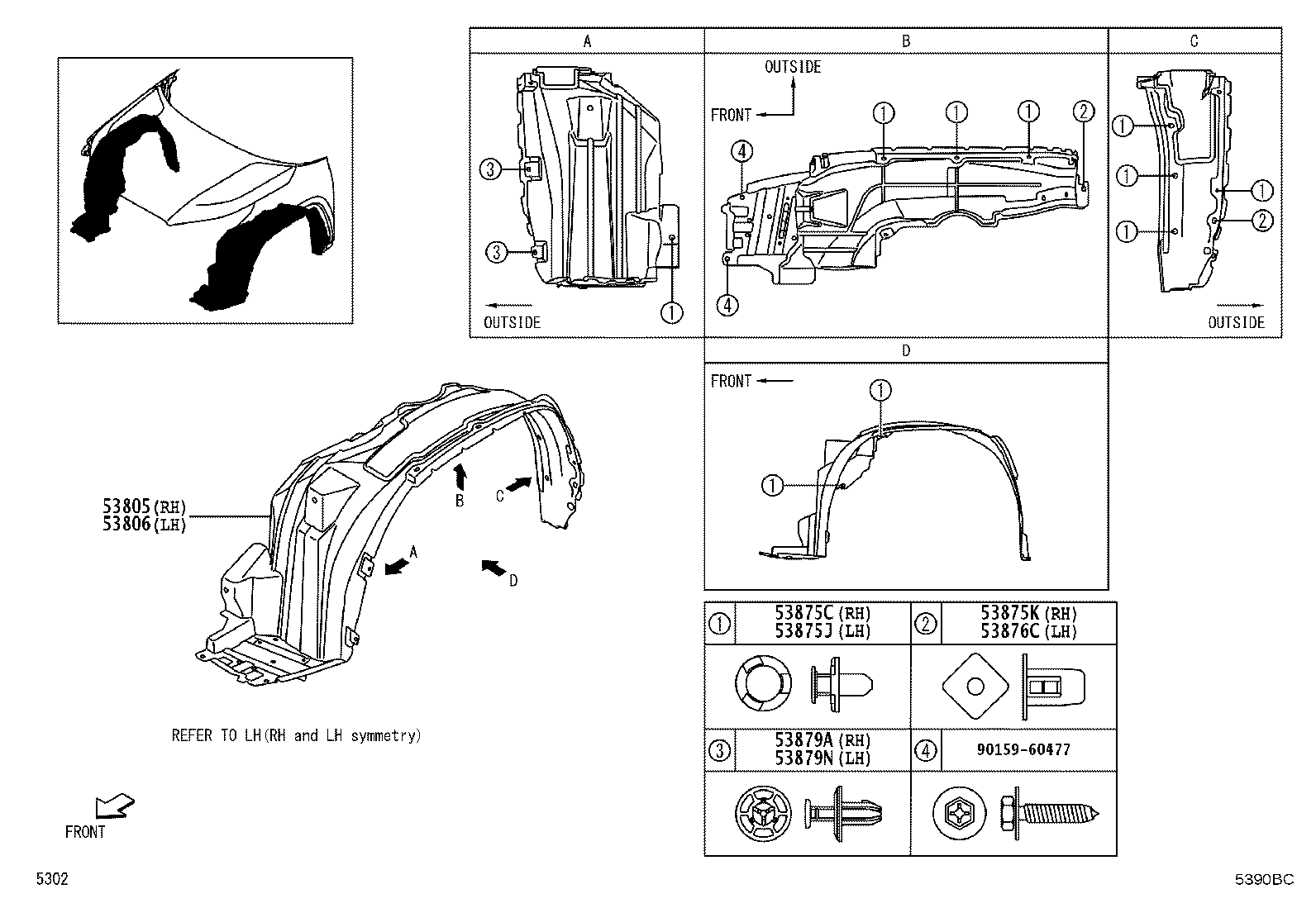 53811-BZ770 PANEL, FRONT FENDER, RH product image