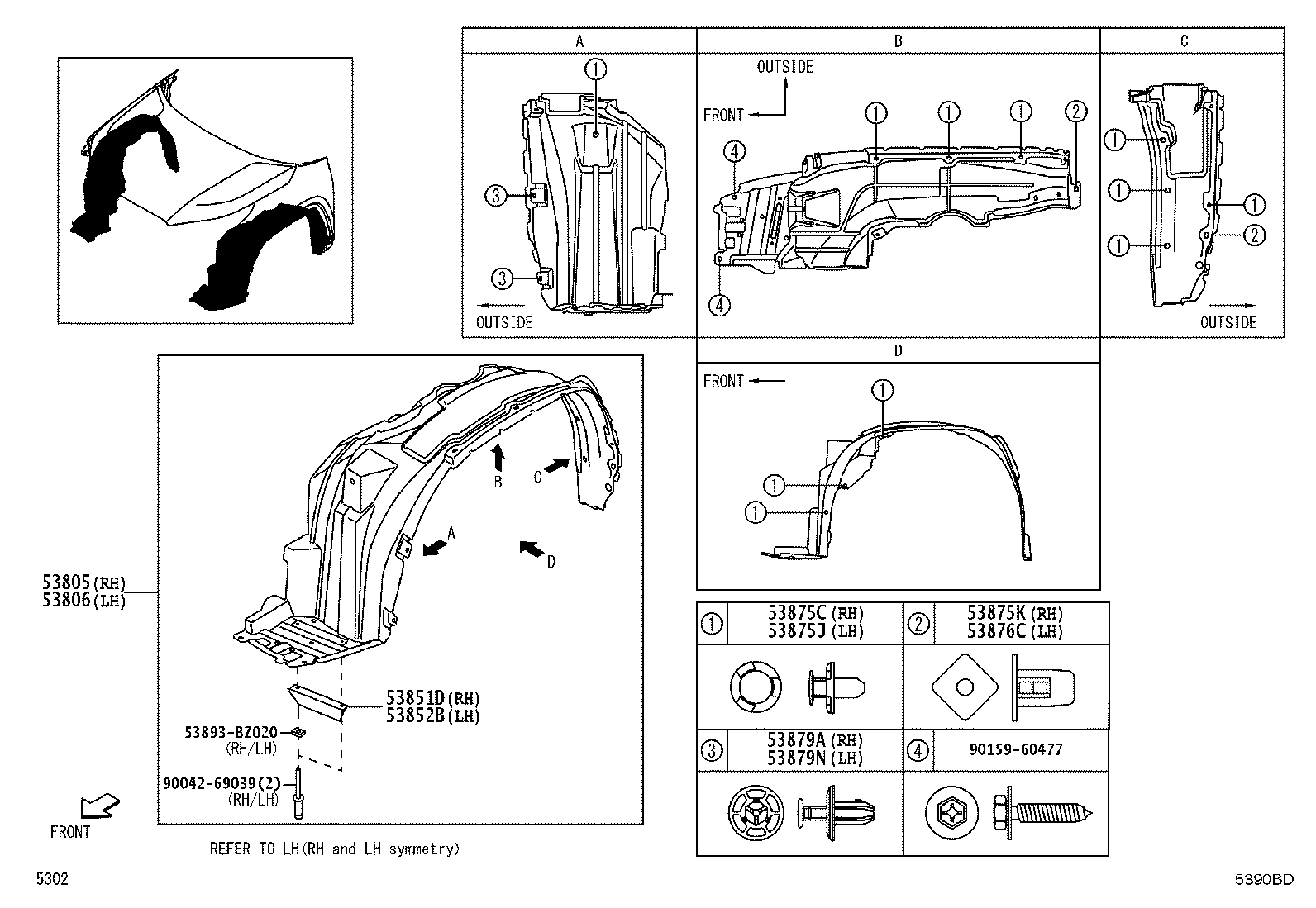 53811-BZ770 PANEL, FRONT FENDER, RH product image