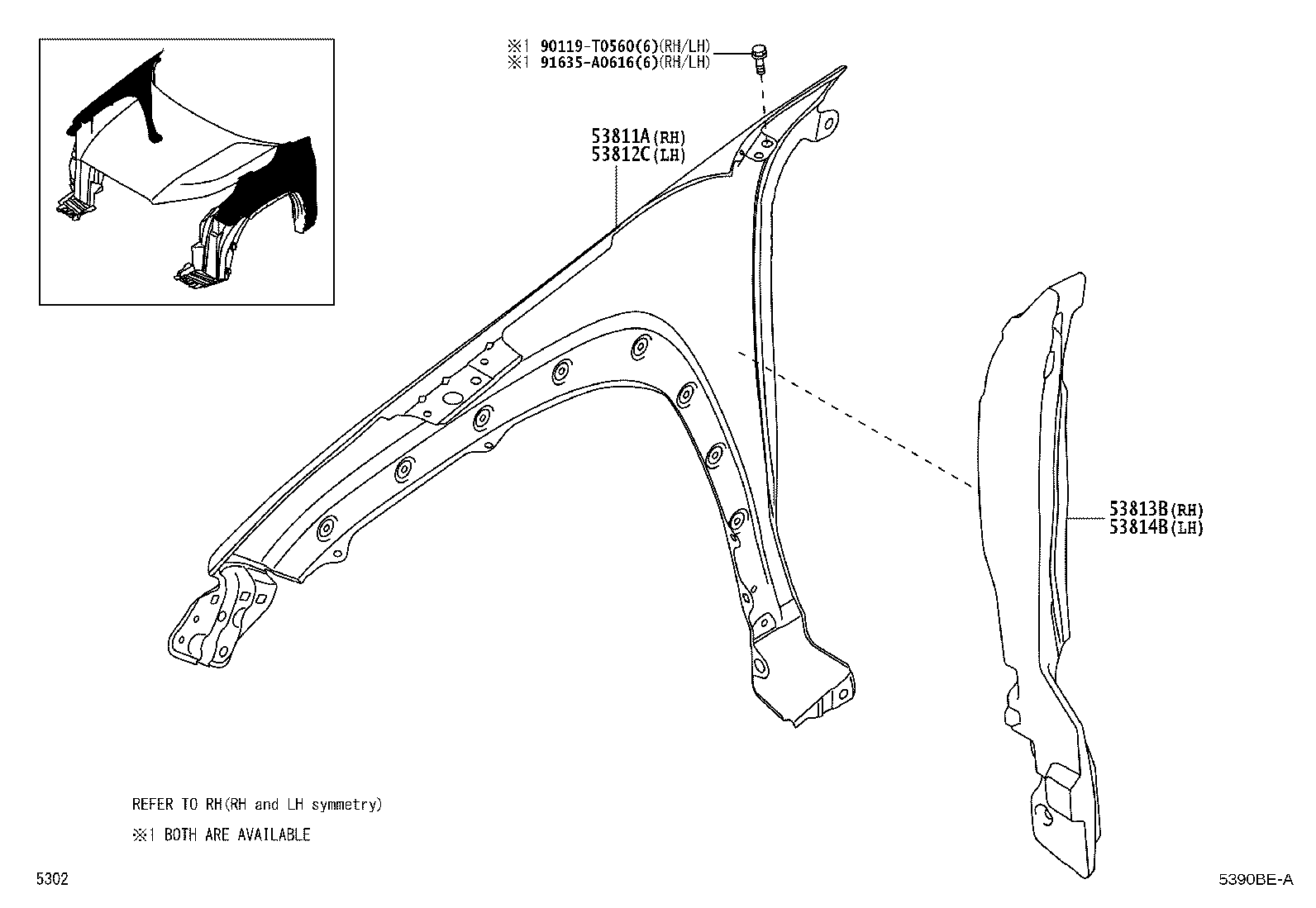53811-BZ770 PANEL, FRONT FENDER, RH product image