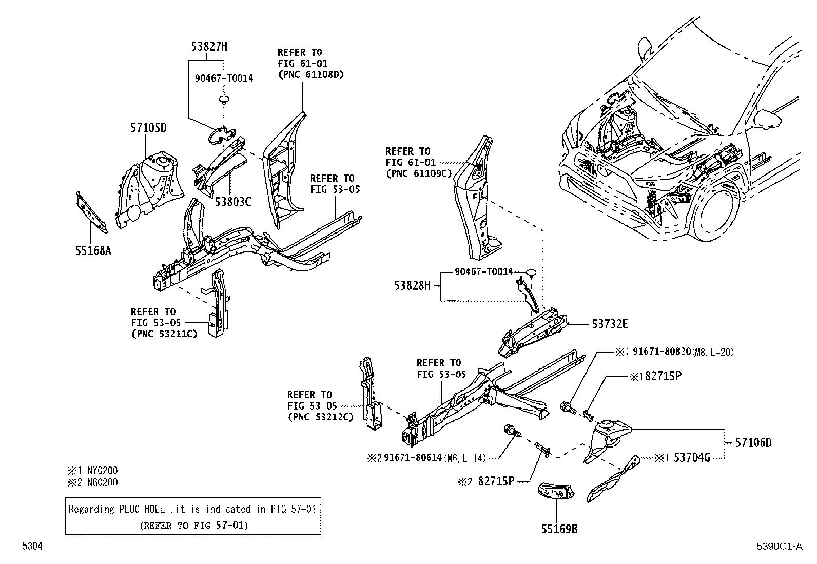 53209-BZ210 BRACE SUB-ASSY, HOOD LOCK SUPPORT product image