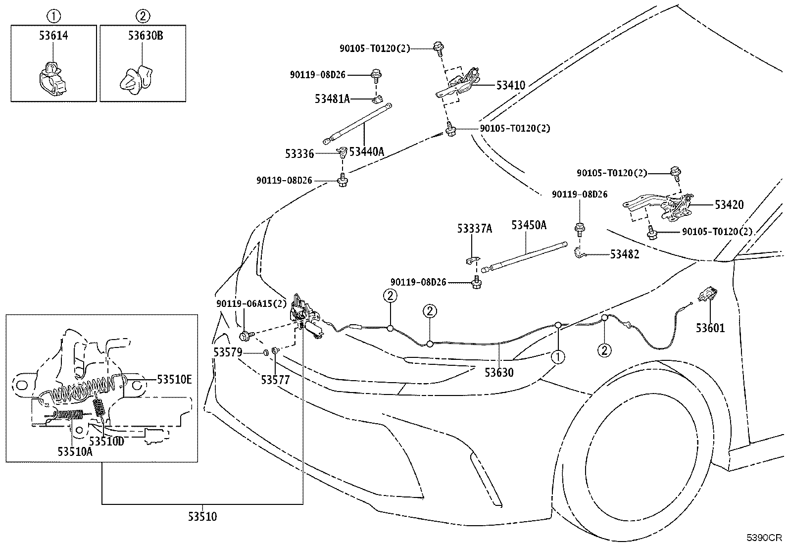 53630-06271 CABLE ASSY, HOOD LOCK CONTROL product image