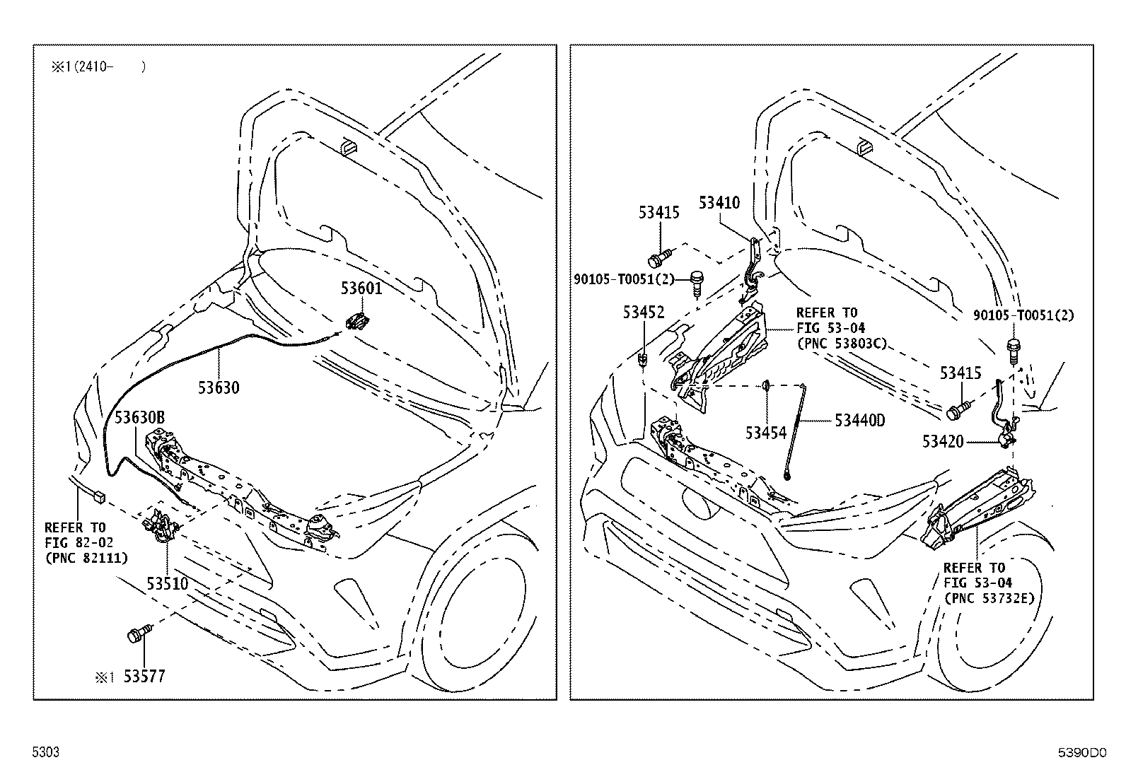 53630-BZ490 CABLE ASSY, HOOD LOCK CONTROL product image