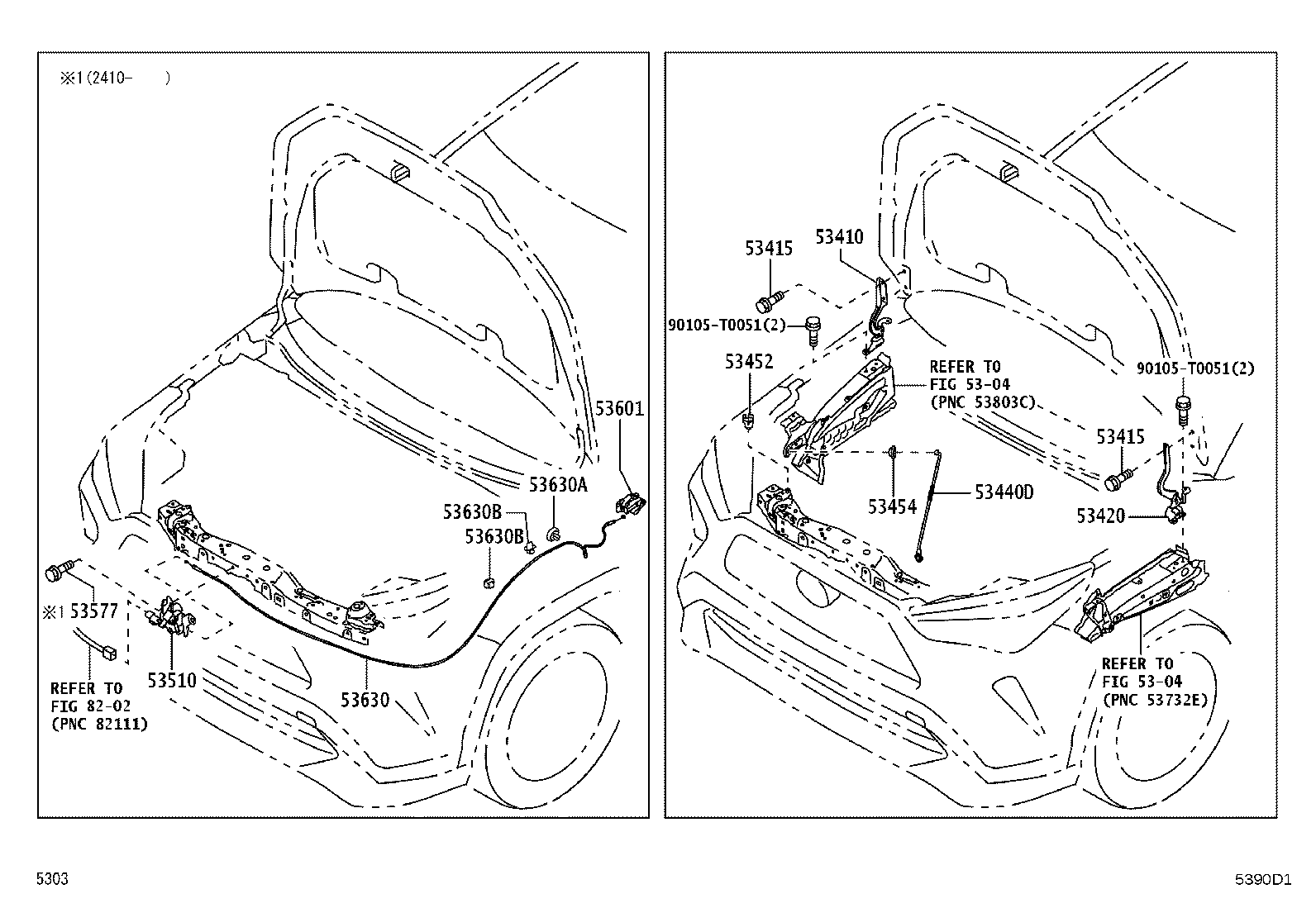 53630-BZ490 CABLE ASSY, HOOD LOCK CONTROL product image