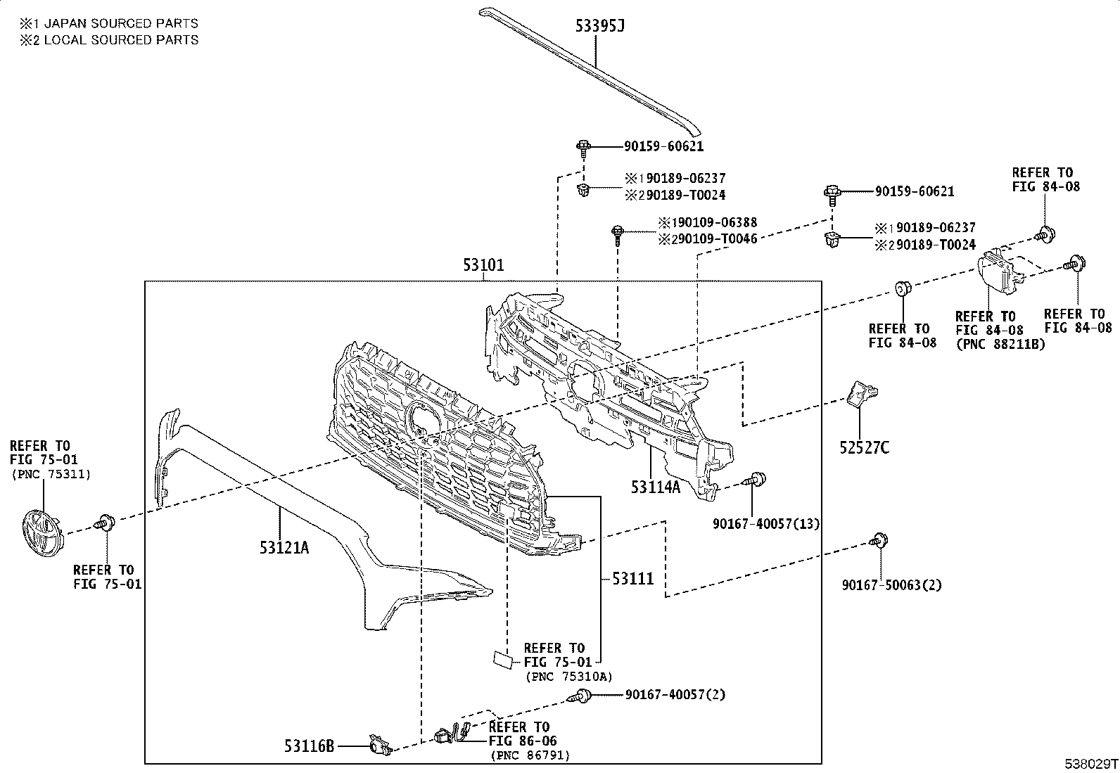 53111-YY070 GRILLE, RADIATOR product image