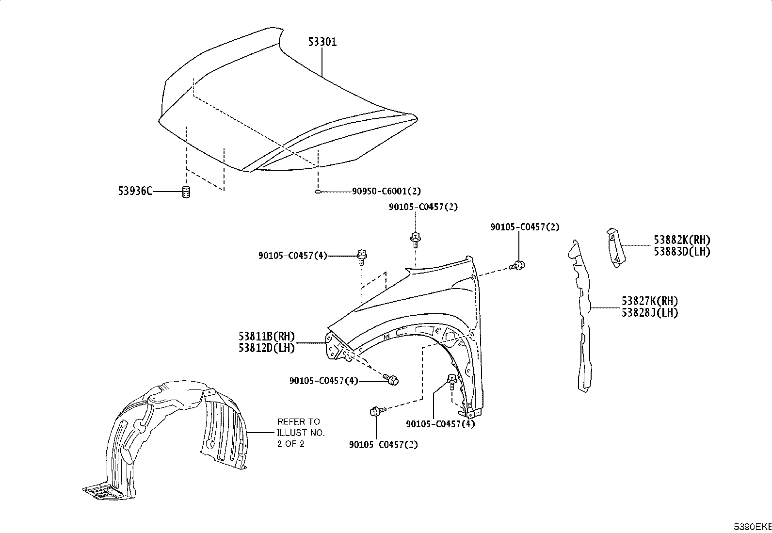 53806-YL010 LINER, FRONT FENDER, LH product image