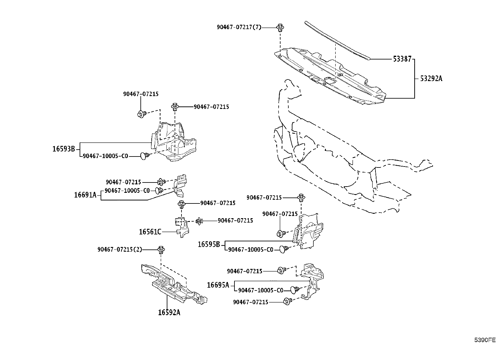 16593-70060 GUIDE, RADIATOR AIR, NO.1 RH product image