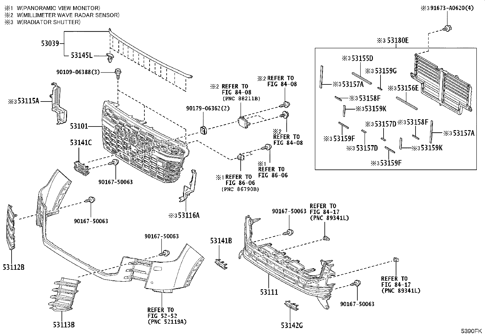 53111-60B60 GRILLE, RADIATOR product image