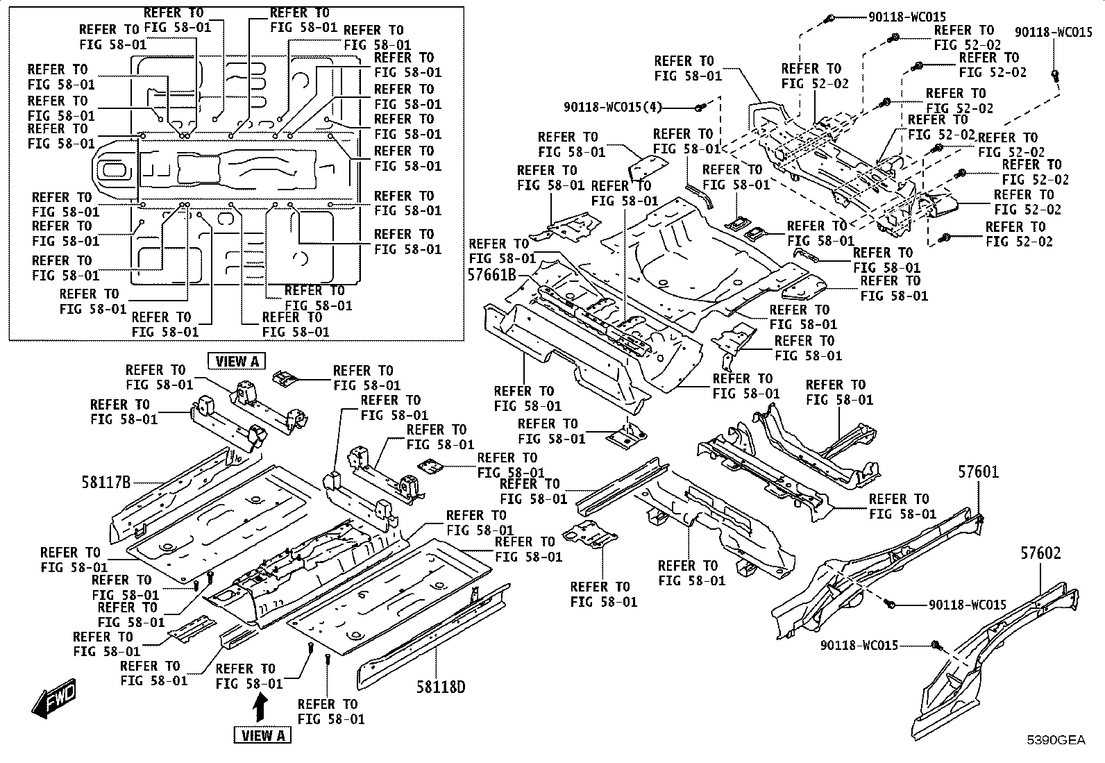 57601-WC025 MEMBER SUB-ASSY, REAR FLOOR SIDE, RH product image