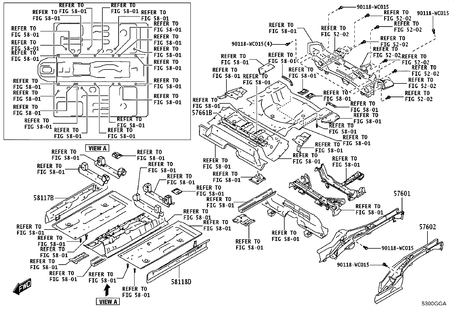 57601-WC025 MEMBER SUB-ASSY, REAR FLOOR SIDE, RH product image