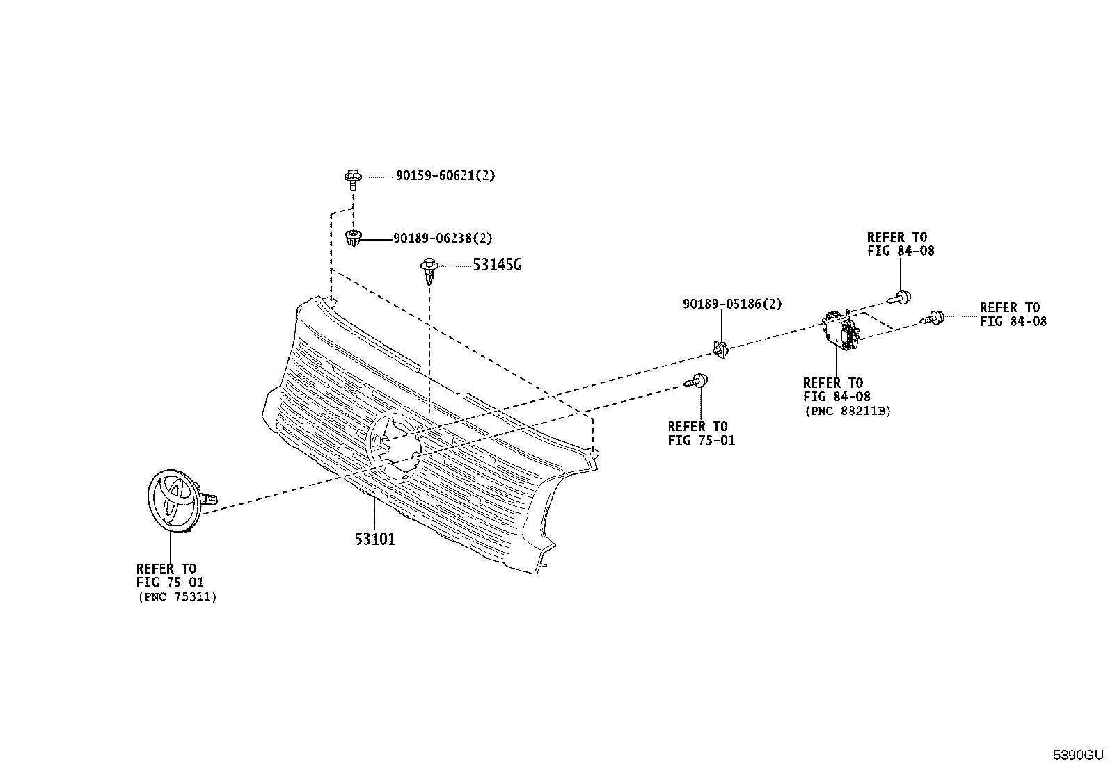 53101-15010 GRILLE SUB-ASSY, RADIATOR product image