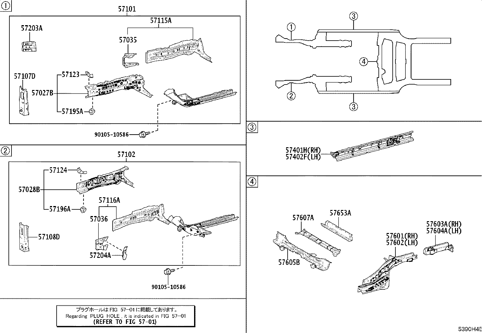 57041-16010 MEMBER SUB-ASSY, CENTER FLOOR SIDE, RH product image