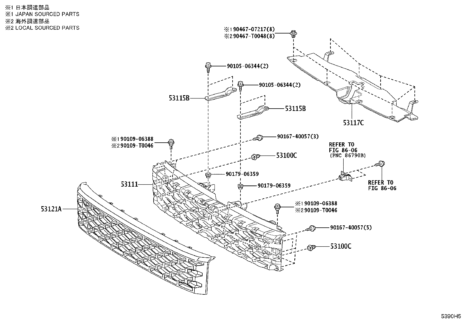 53111-0KC20 GRILLE, RADIATOR product image