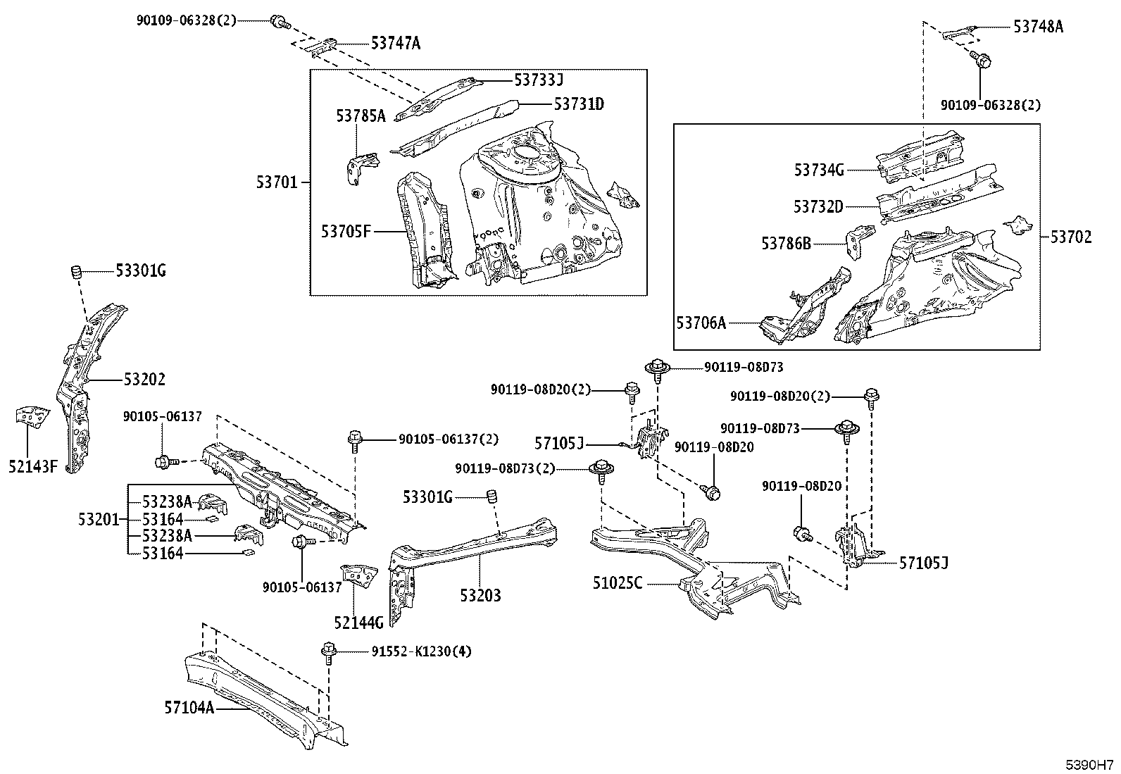 53702-42180 APRON SUB-ASSY, FRONT FENDER, LH product image