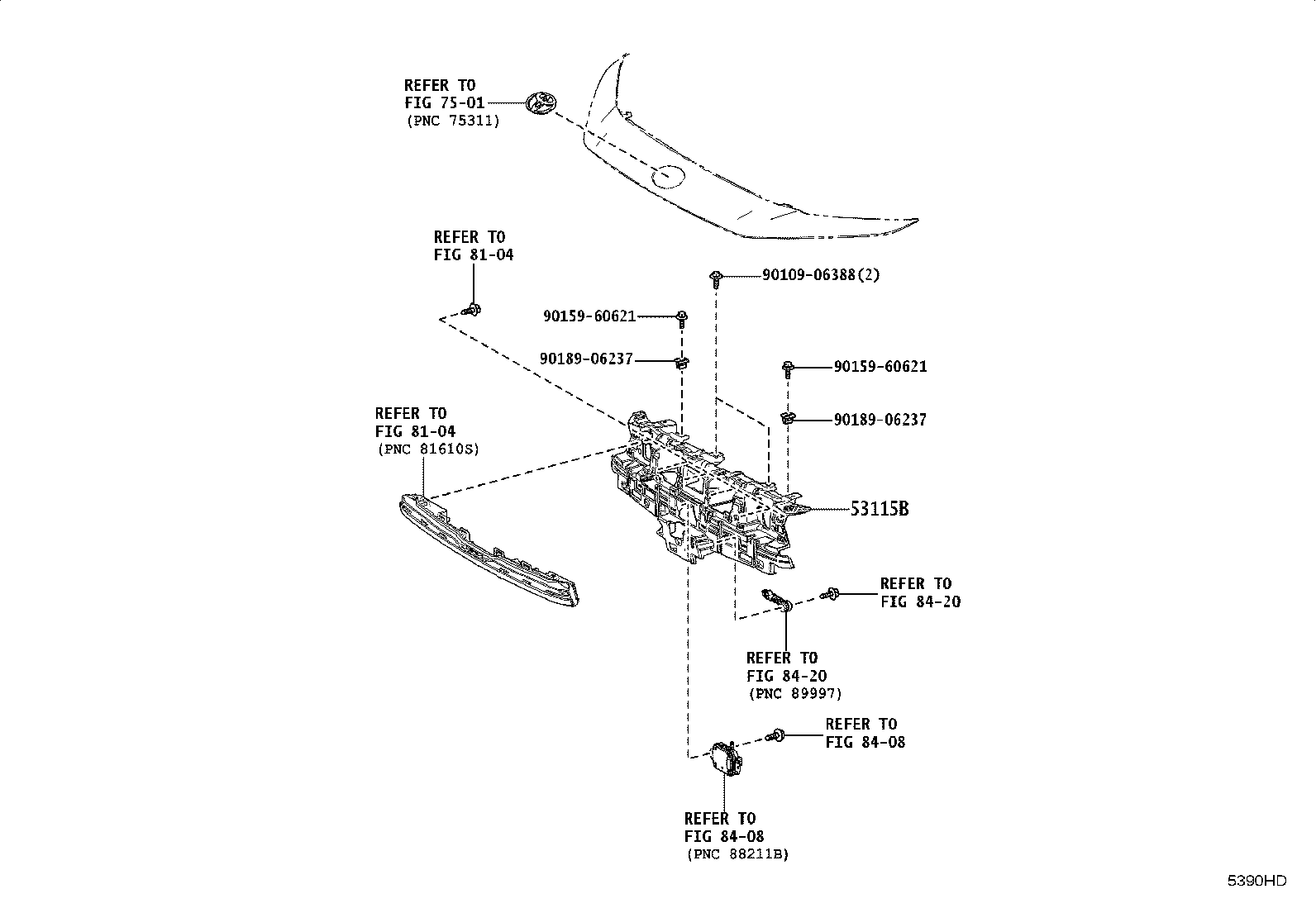 53115-42090 BRACKET, RADIATOR GRILLE product image