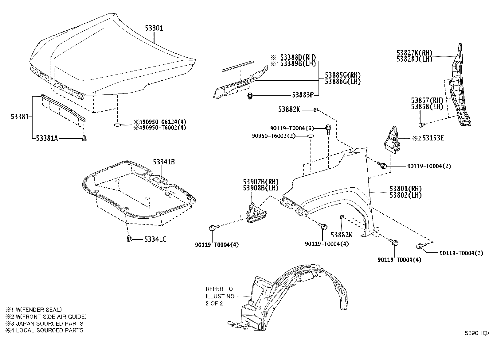 53811-KK090 FENDER SUB-ASSY, FRONT RH product image