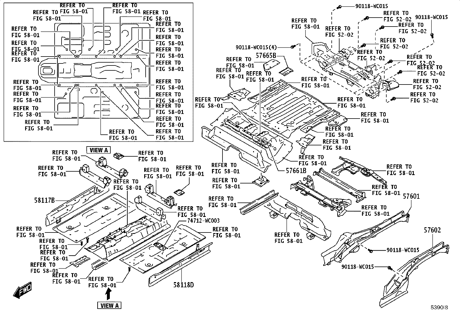 57601-WC025 MEMBER SUB-ASSY, REAR FLOOR SIDE, RH product image