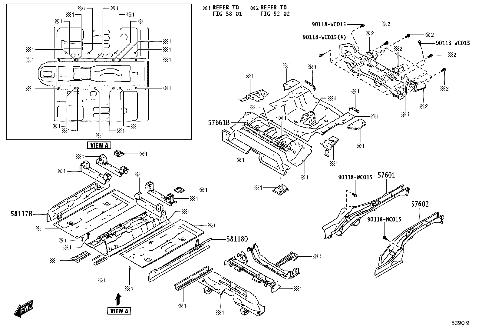 57016-WC005 MEMBER SUB-ASSY, FRONT SIDE, INNER RH product image