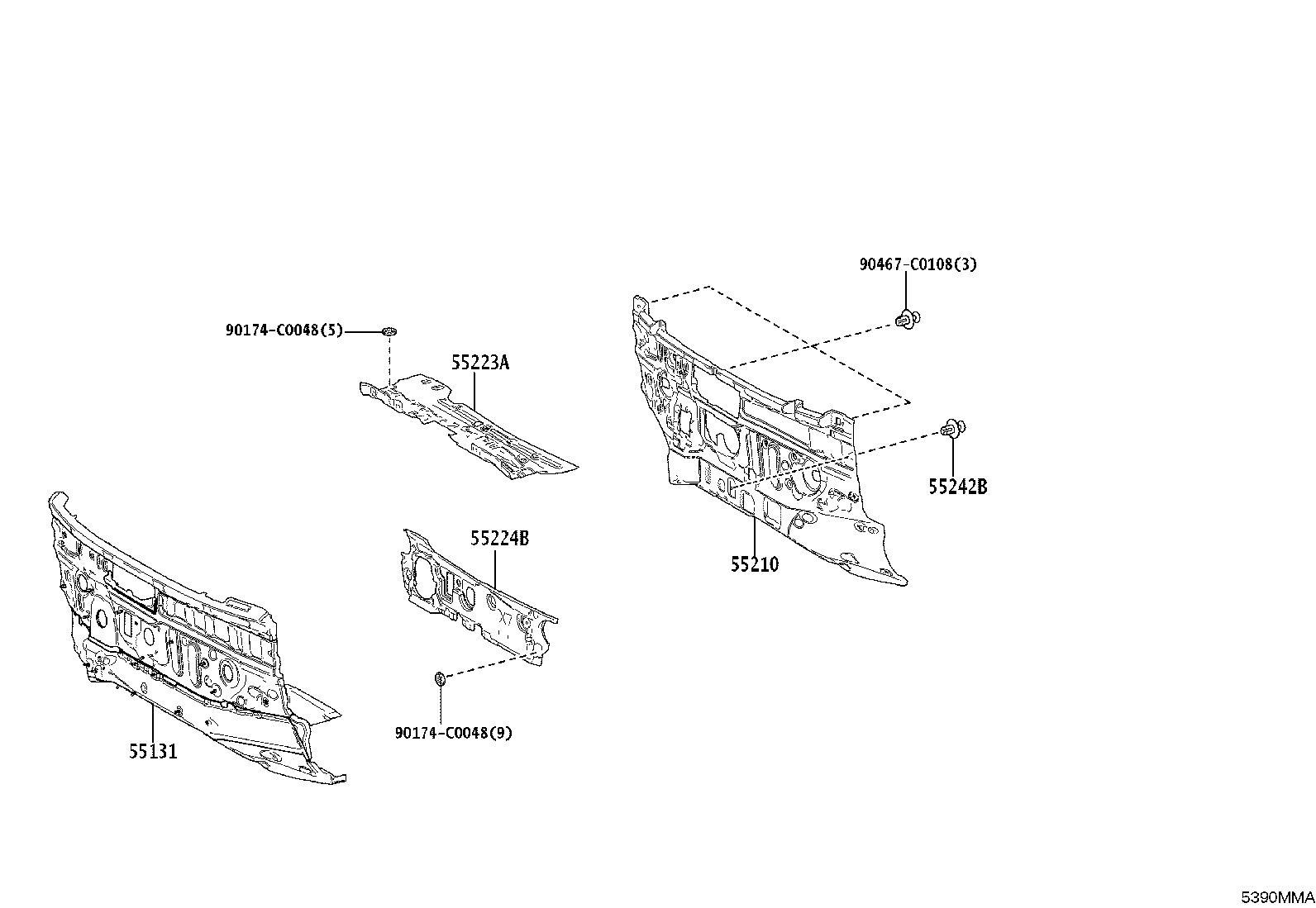 55103-YL080 REINFORCEMENT, DASH PANEL product image