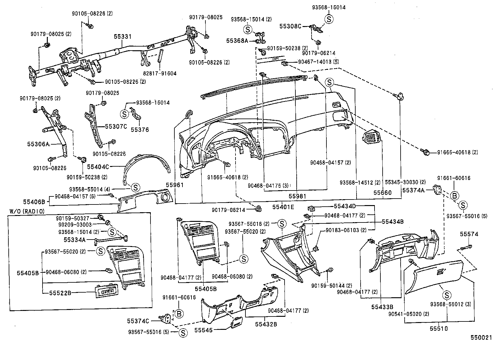 55405-20190 PANEL SUB-ASSY, INSTRUMENT CLUSTER FINISH, CENTER product image
