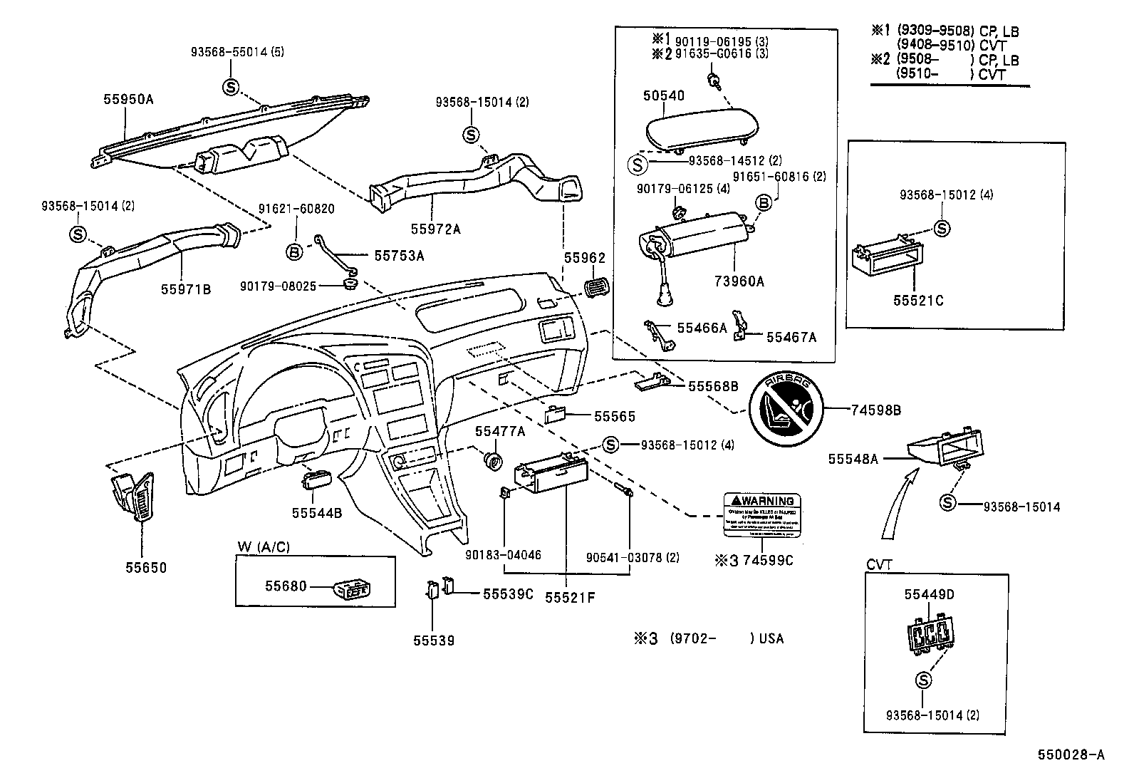 Toyota 55981-20120 GARNISH, DEFROSTER NOZZLE, NO.1