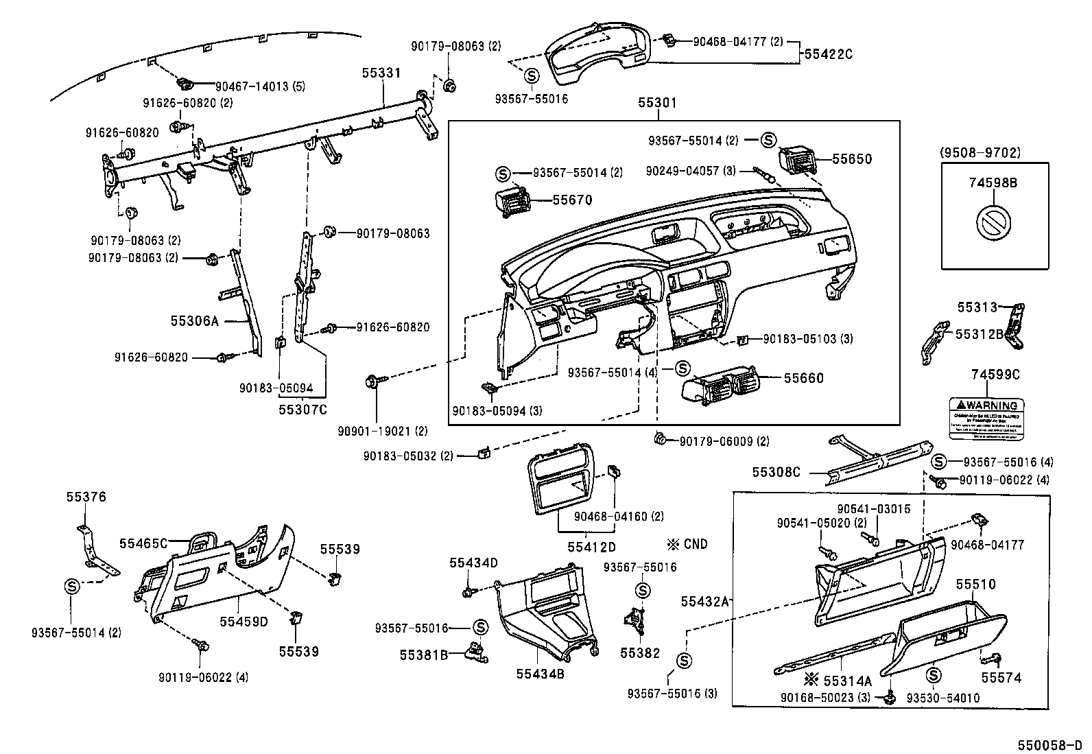 Toyota 55574-10010 SHAFT, GLOVE COMPARTMENT DOOR HINGE