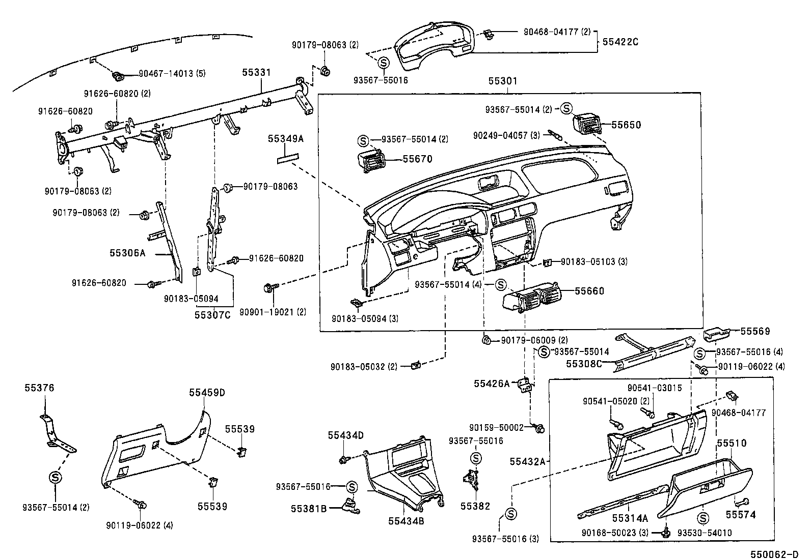 55306-16110 BRACE SUB-ASSY, INSTRUMENT PANEL, NO.1 product image